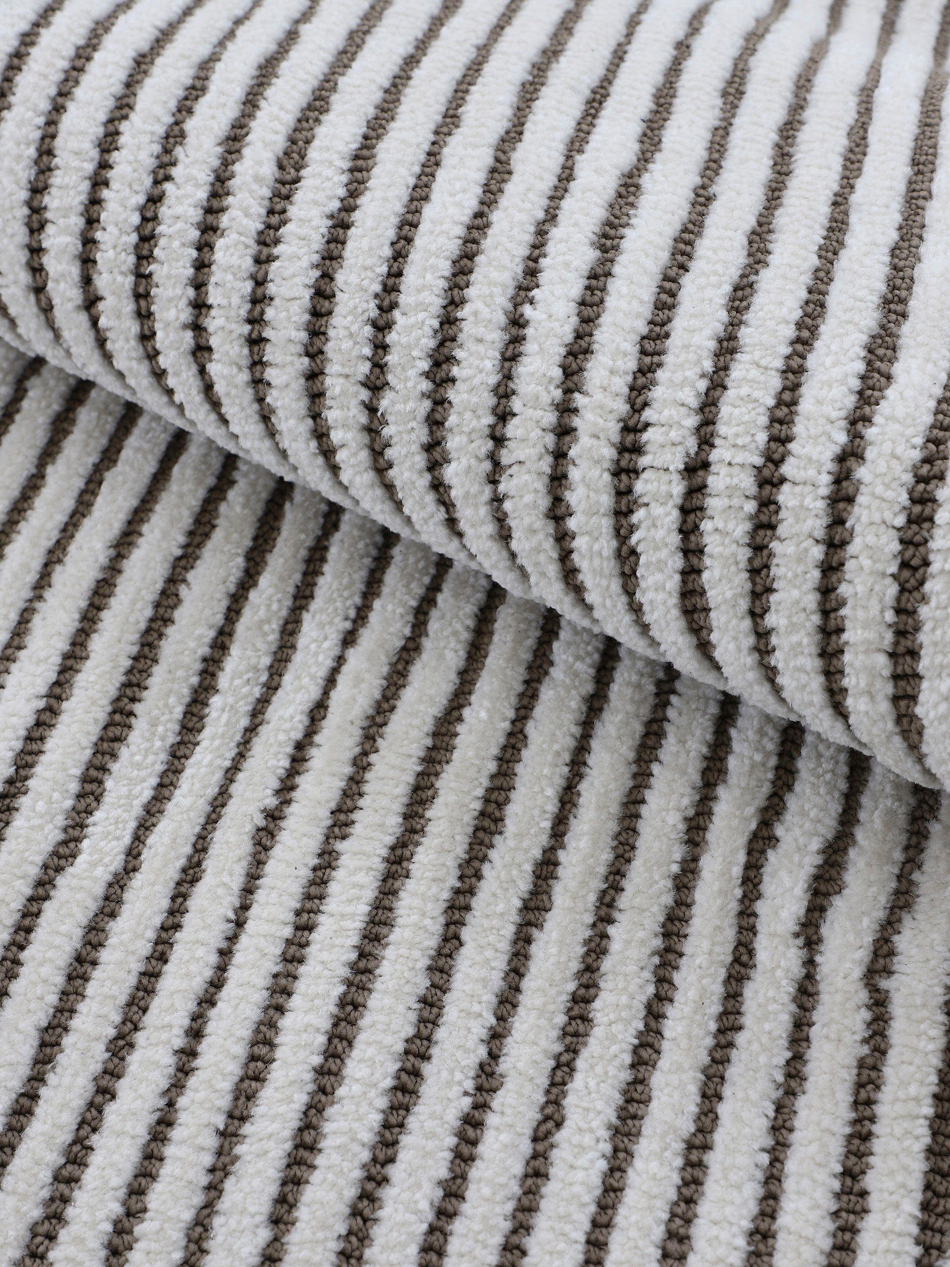 carpetfine Vloerkleed Holly 5 gestreept, hoog-laag structuur, woonkamer