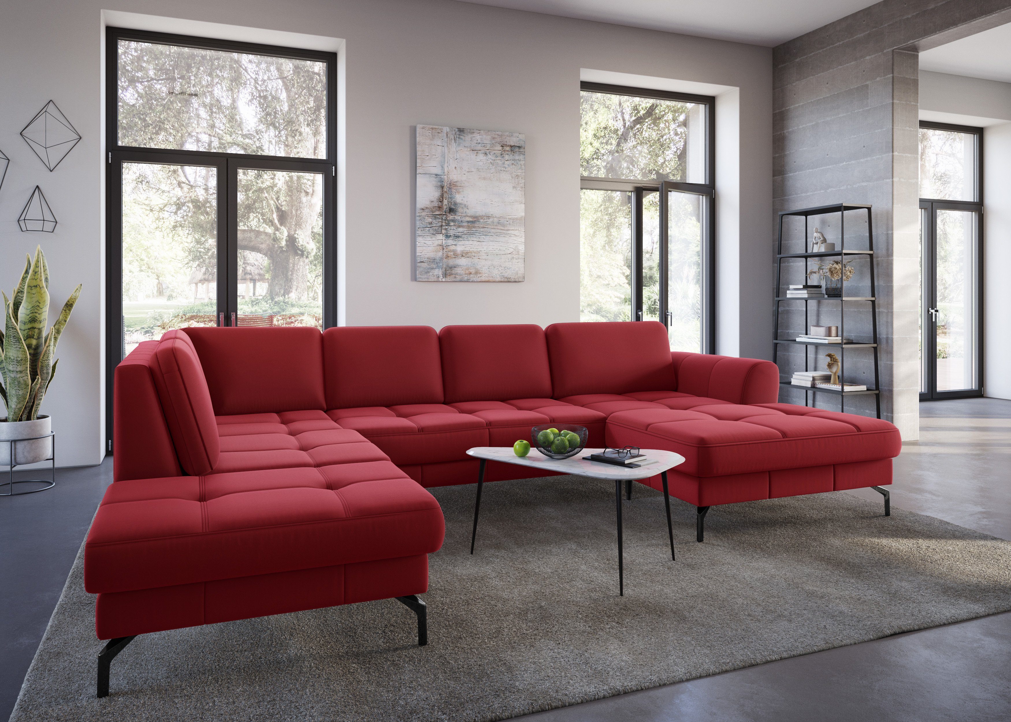 sit&more Zithoek Bendigo U-vorm inclusief zitdiepteverstelling, bodemvrijheid 15 cm, in 2 pootkleuren