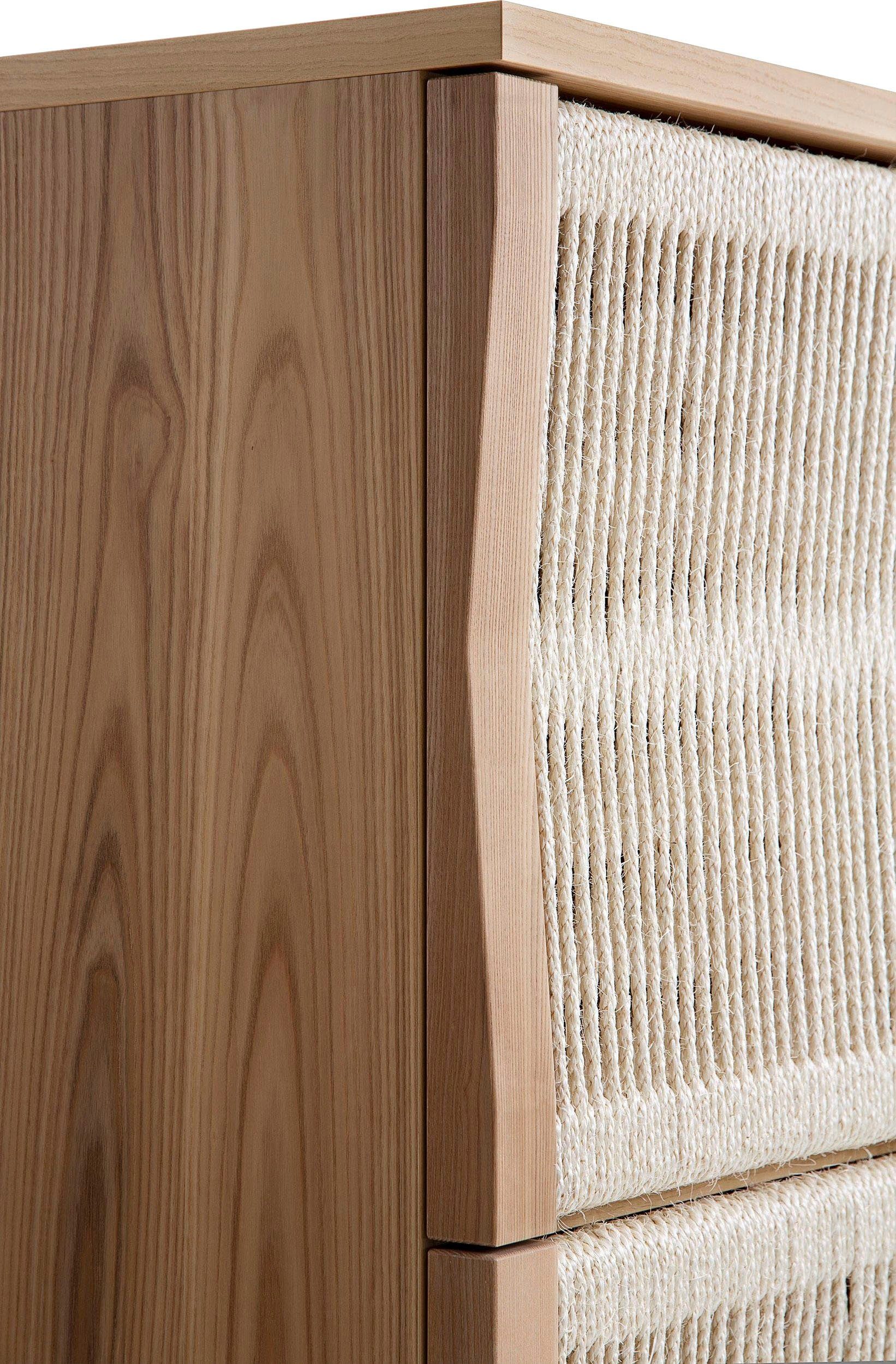 Woodman Highboard Lidia Opbergkast, deurfronten van gevlochten hennepkoord, breedte 90 cm