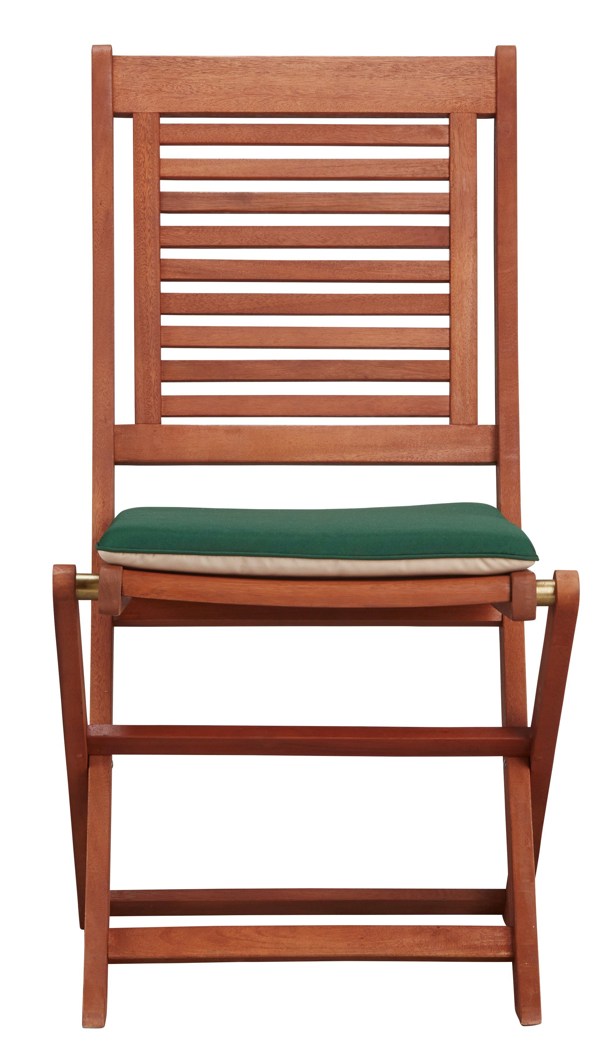 MERXX Tuinstoel Cordoba set van 2, eucalyptus, opvouwbaar, bruin, incl. omkeerbare kussens (set, 2 stuks)