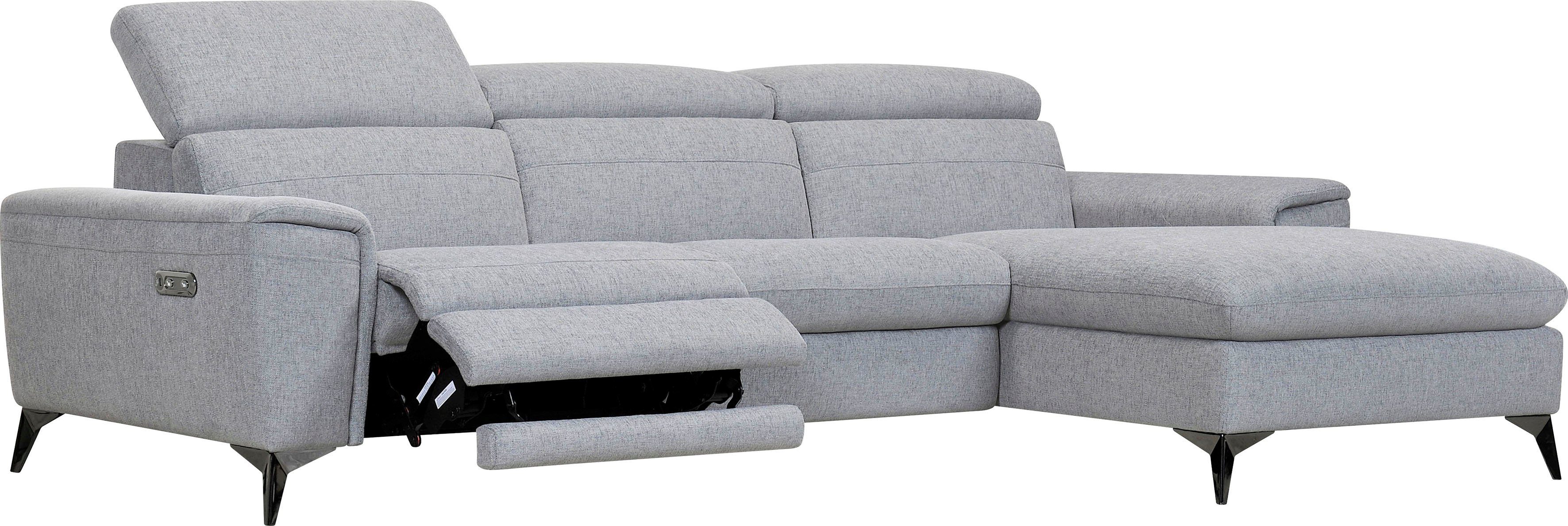 Places of Style Hoekbank Theron, L-vorm, 263 cm, elektrische relaxfunctie, usb-aansluiting, handmatig verstelbaar hoofdeind