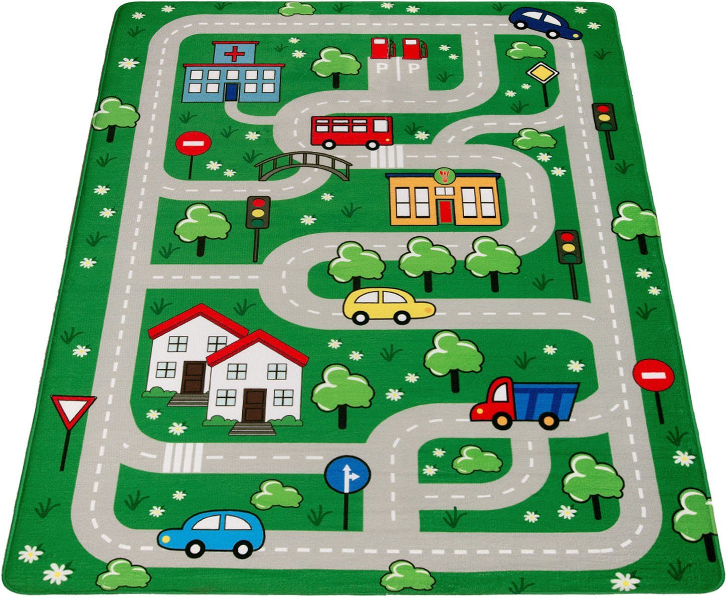 Paco Home Kindervloerkleed Chicos 559 Platweefsel, straten-speelkleed, kinderkamer