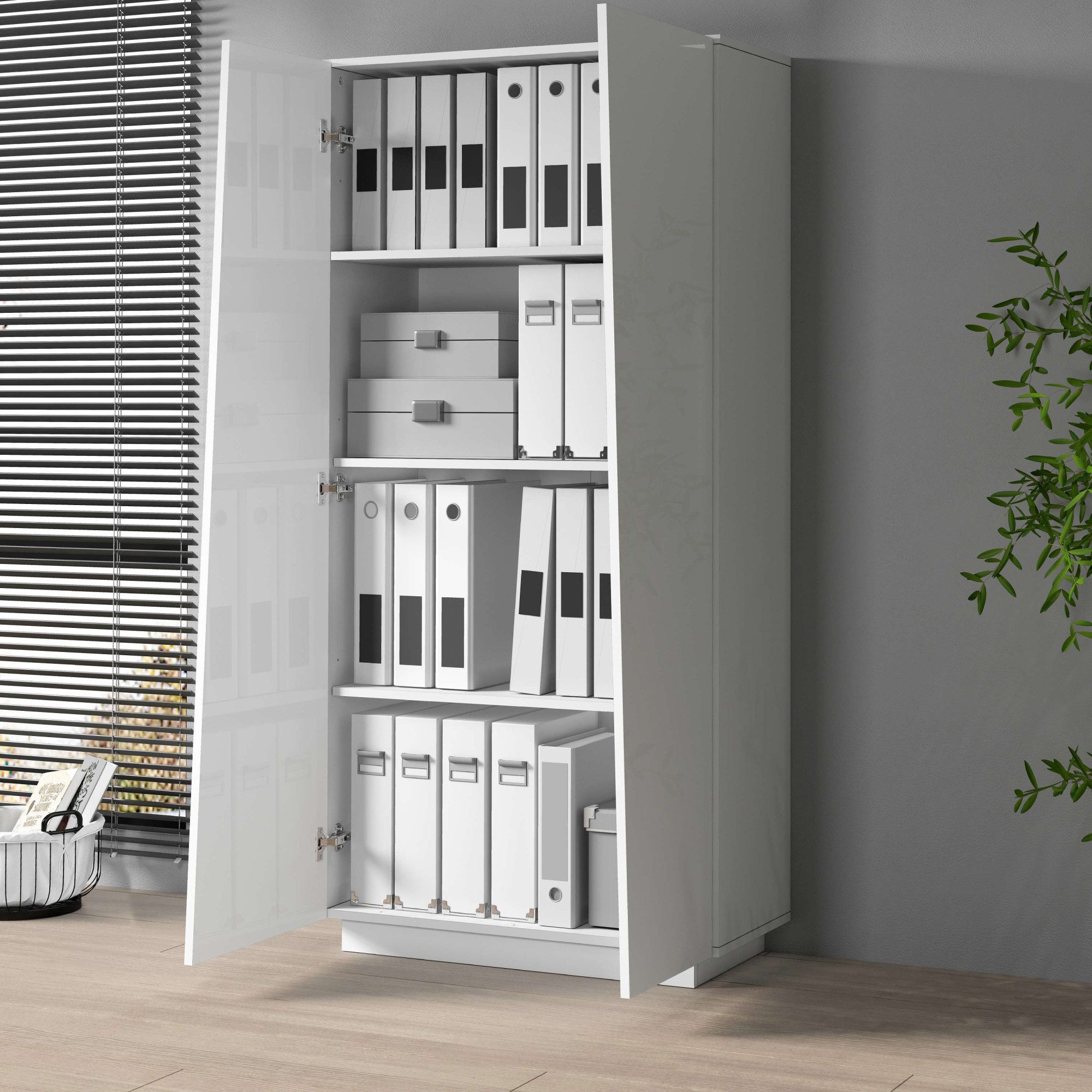 INOSIGN Archiefkast Vega, Multifunctionele kast, Bureaukast, met 2 deuren & verstelbare legplanken, hoogte 86 of 166 cm, made in italy