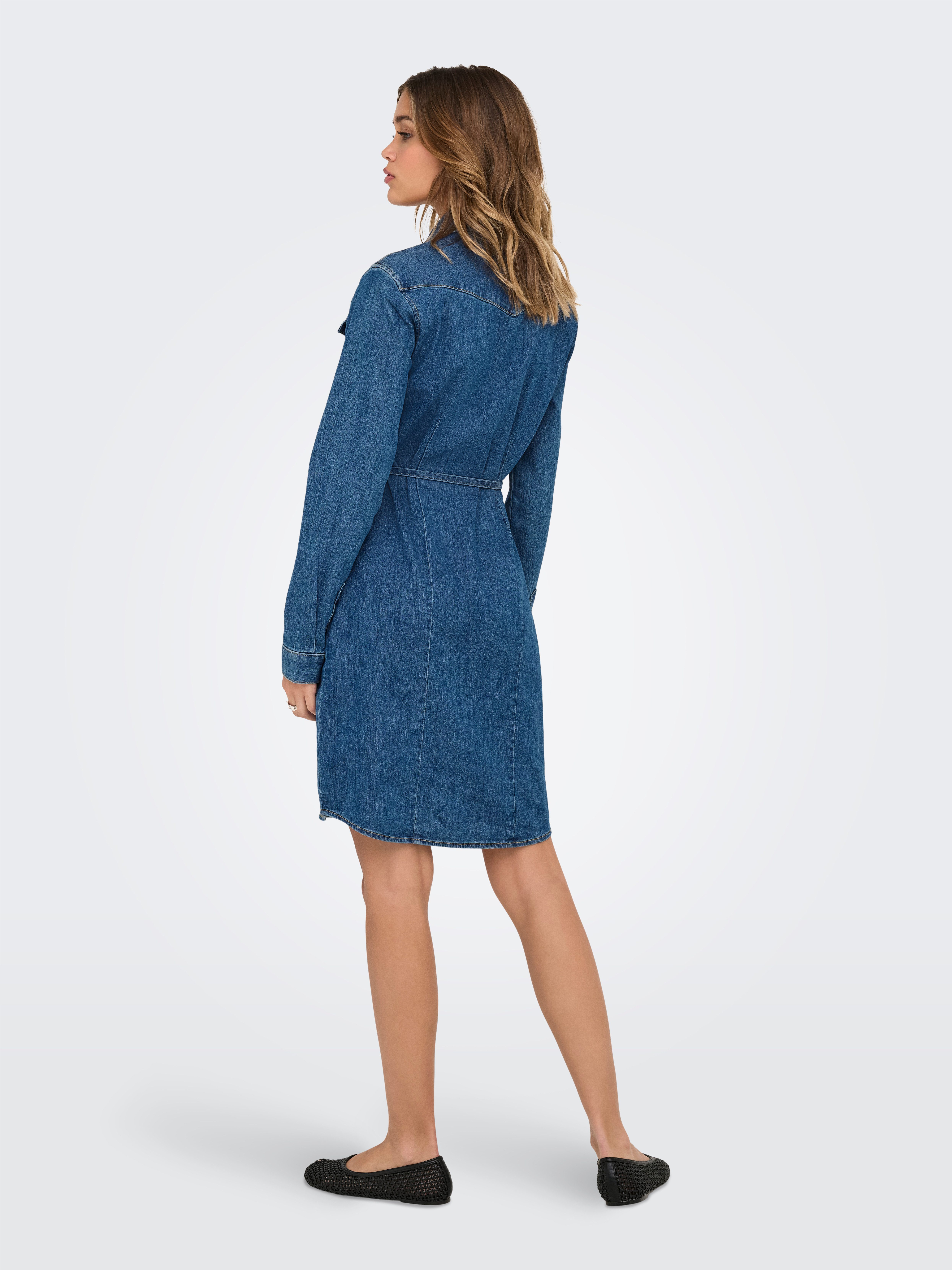 Only Jeans jurk ONLSASIA L/S STRETCH DNM DRESS AKM