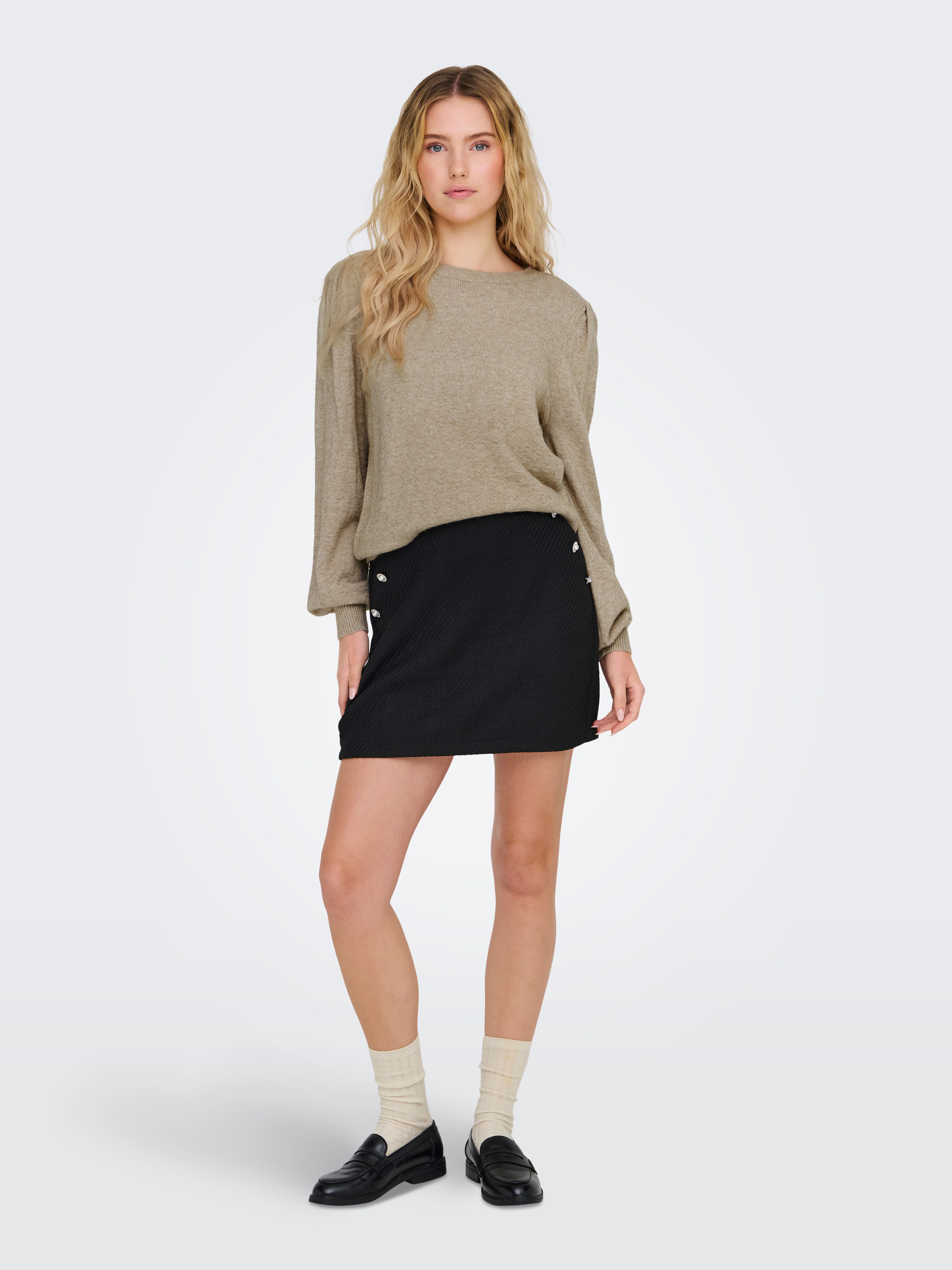 Only Trui met ronde hals ONLKATIA LS STRUCTURE PUFF O-NECK CC KNT