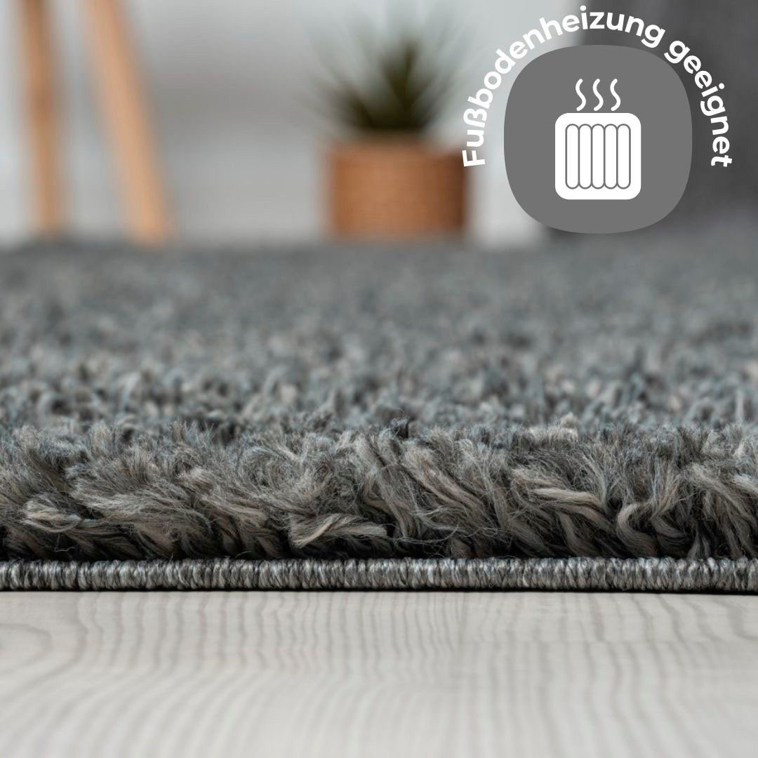 my home Hoogpolig vloerkleed Banji Uni-kleuren, zacht en fluffy, ook als rechthoekig verkrijgbaar