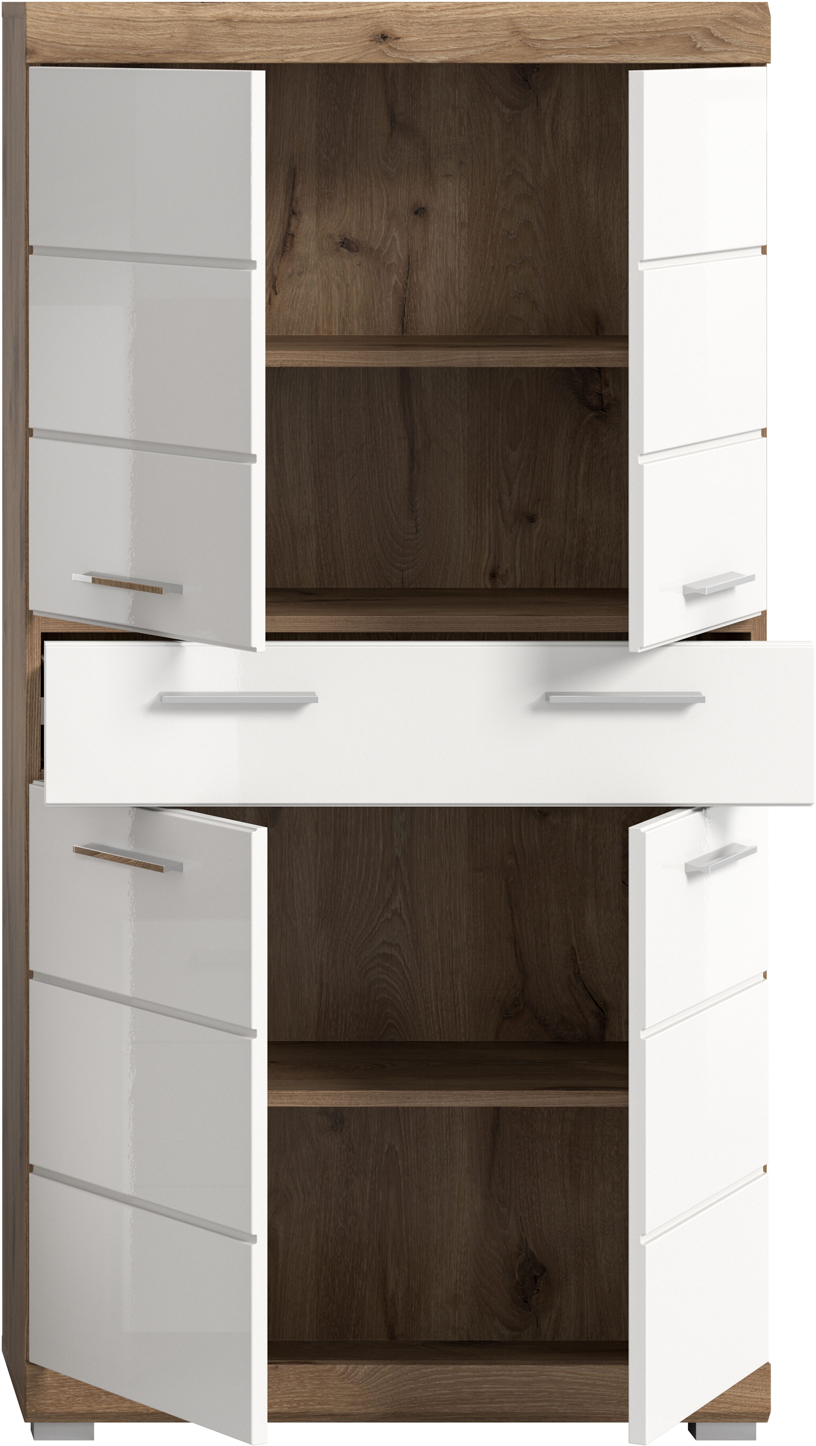 INOSIGN Halfhoge kast Siena, breedte 74 cm, 4 deuren, 1 lade, 4 vakken, MDF-front in verschillende kleuren verkrijgbaar, badkamermeubels, badkamerkast, kast, badkamer