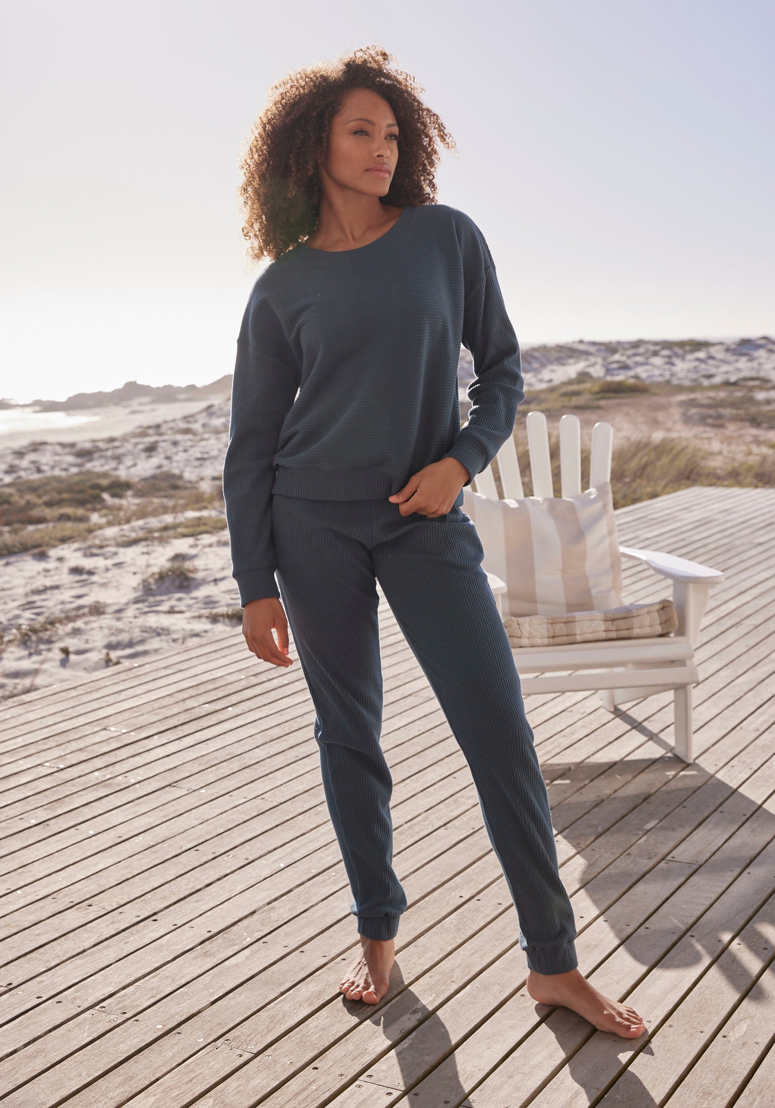 s.Oliver RED LABEL Beachwear Relaxbroek -broek in ribkwaliteit Sweatbroek van ribkwaliteit met insteekzakken, loungewear