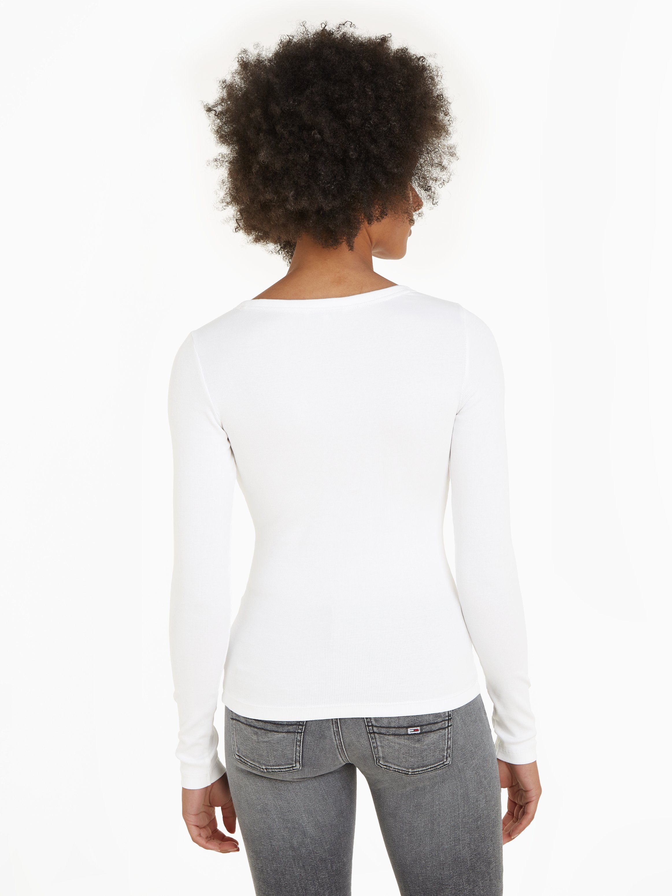 TOMMY JEANS Shirt met lange mouwen TJW SLIM ESSENTIAL RIB V LS