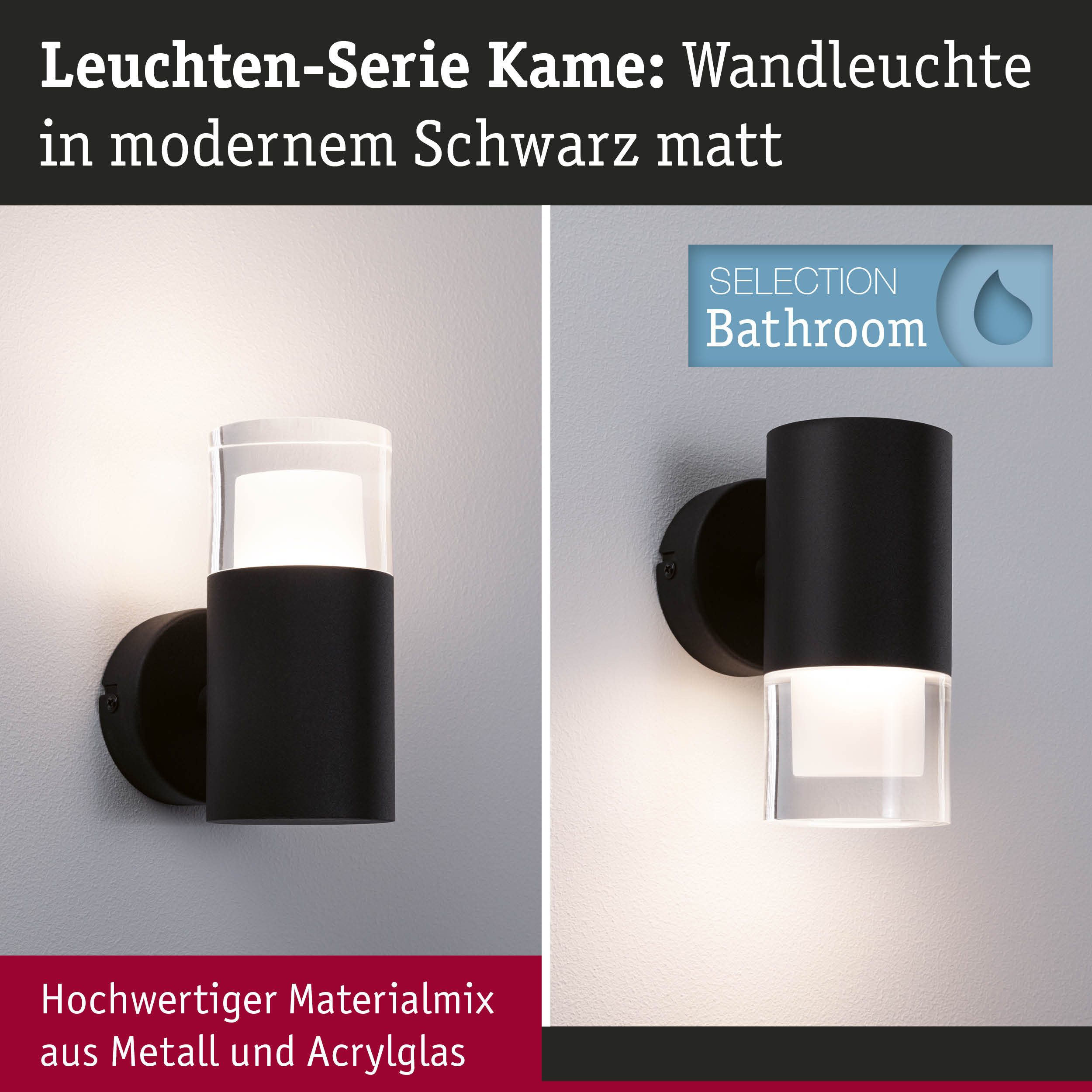 Paulmann Wandlamp Selection badkamer wand-/plafondlamp Kame IP44 signal zwart