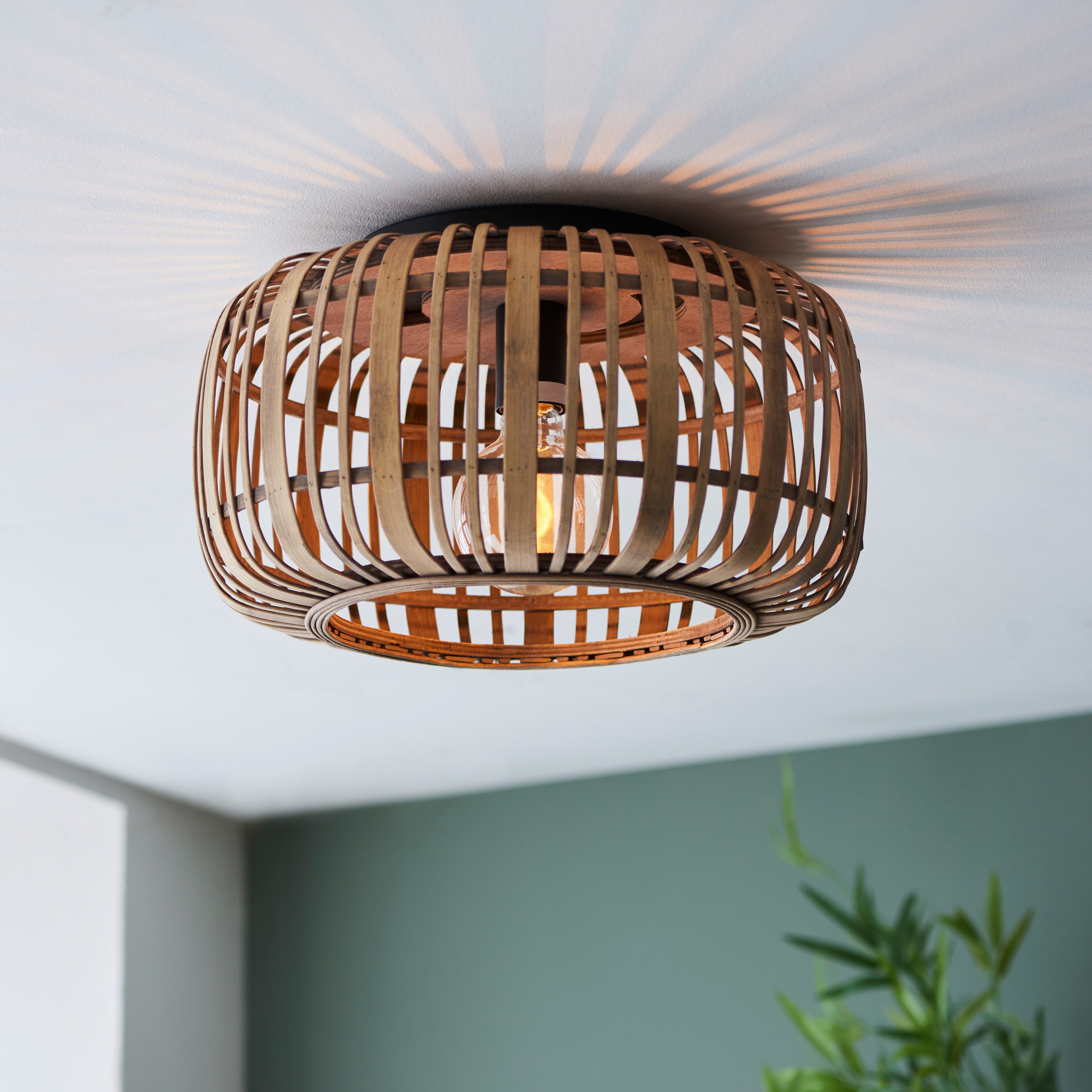 Brilliant Leuchten Plafondlamp Woodrow Bamboe - Nature Style - dimbaar - Ø 32cm - E27 fitting (1 stuk)