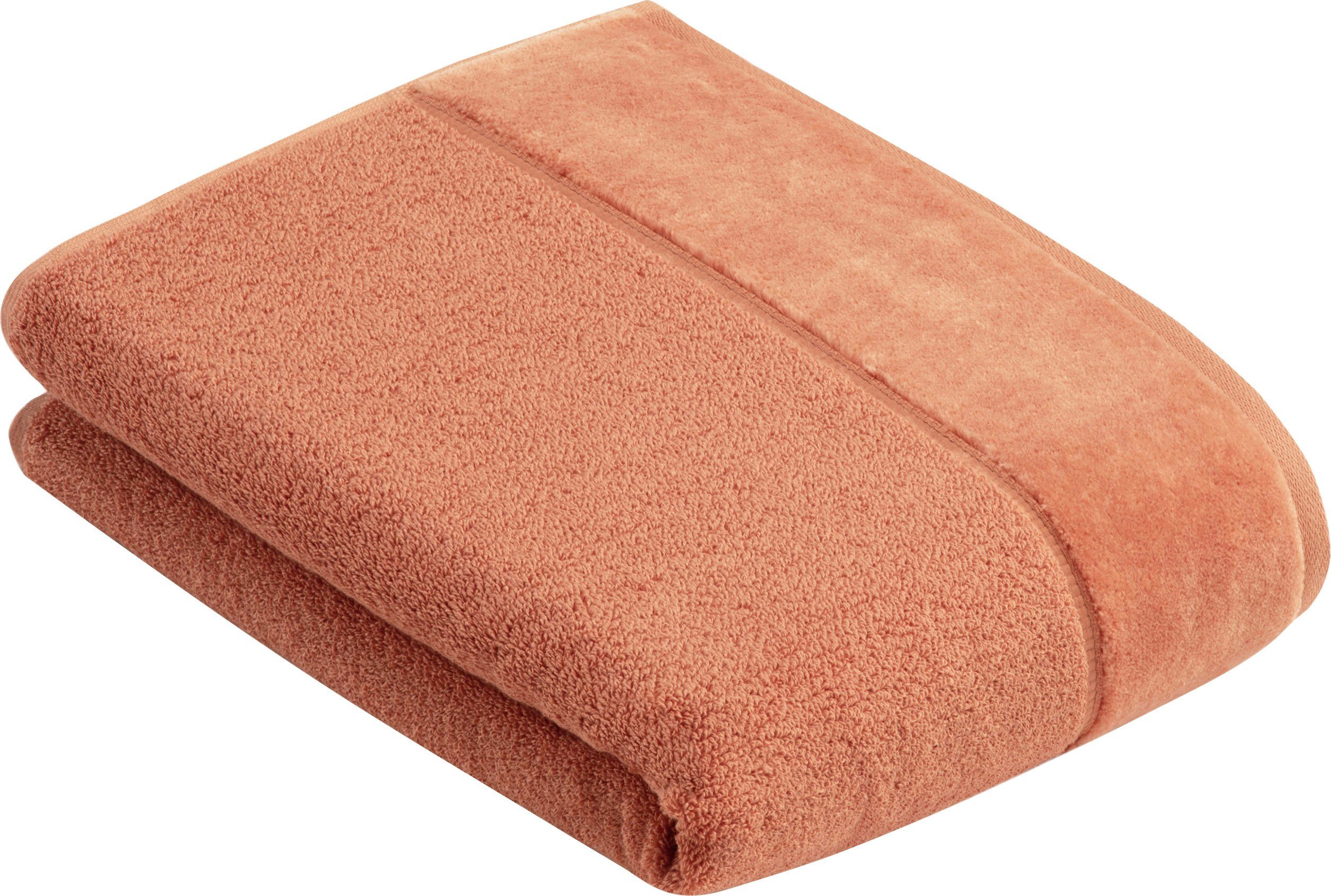 Vossen Badlaken Pure Katoen & VEGAN, met elegante veloursrand (1 stuk) handdoeken maat 67 cm x 140 cm oranje
