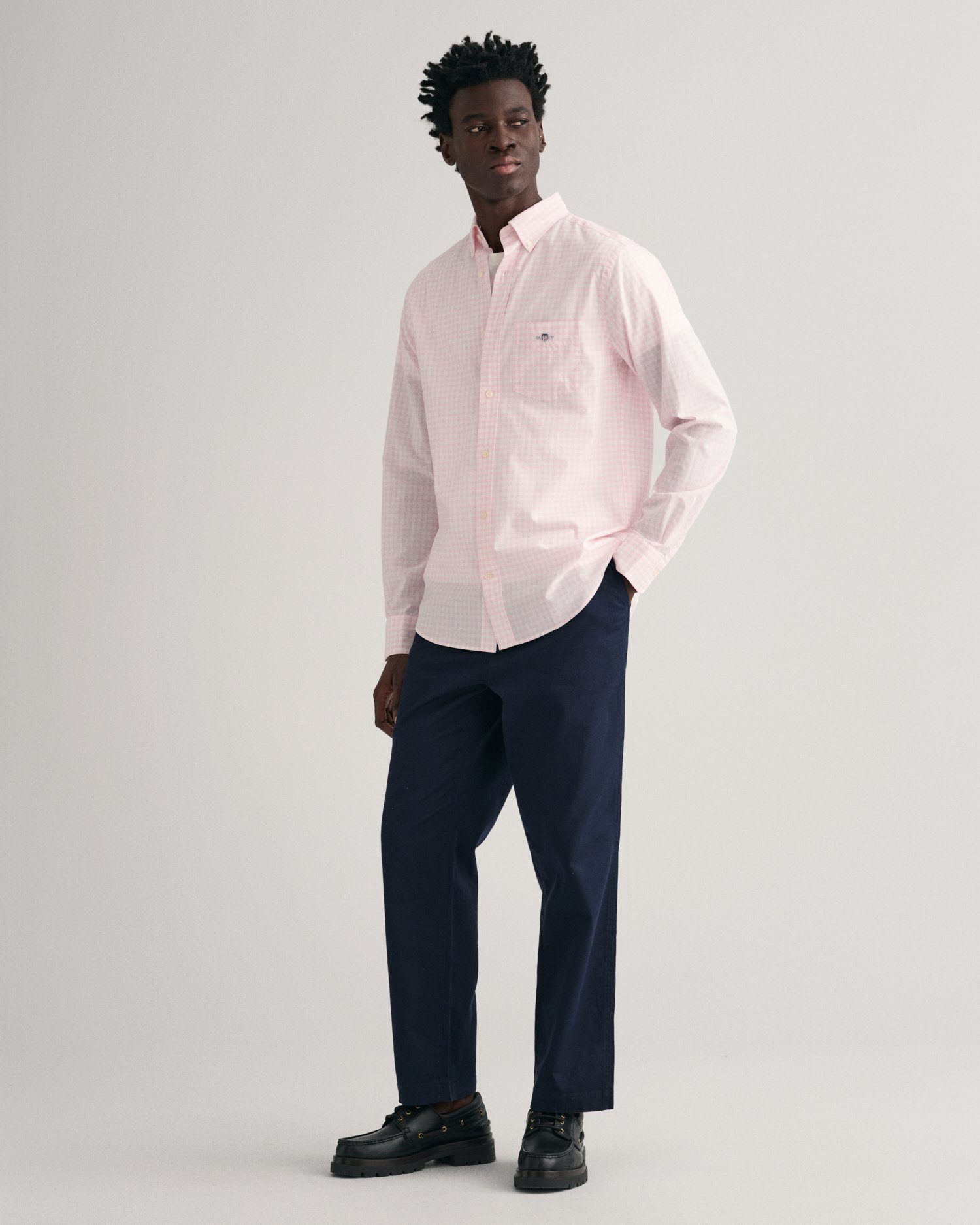 Gant Overhemd met lange mouwen REG POPLIN GINGHAM SHIRT met logoborduursel op borsthoogte