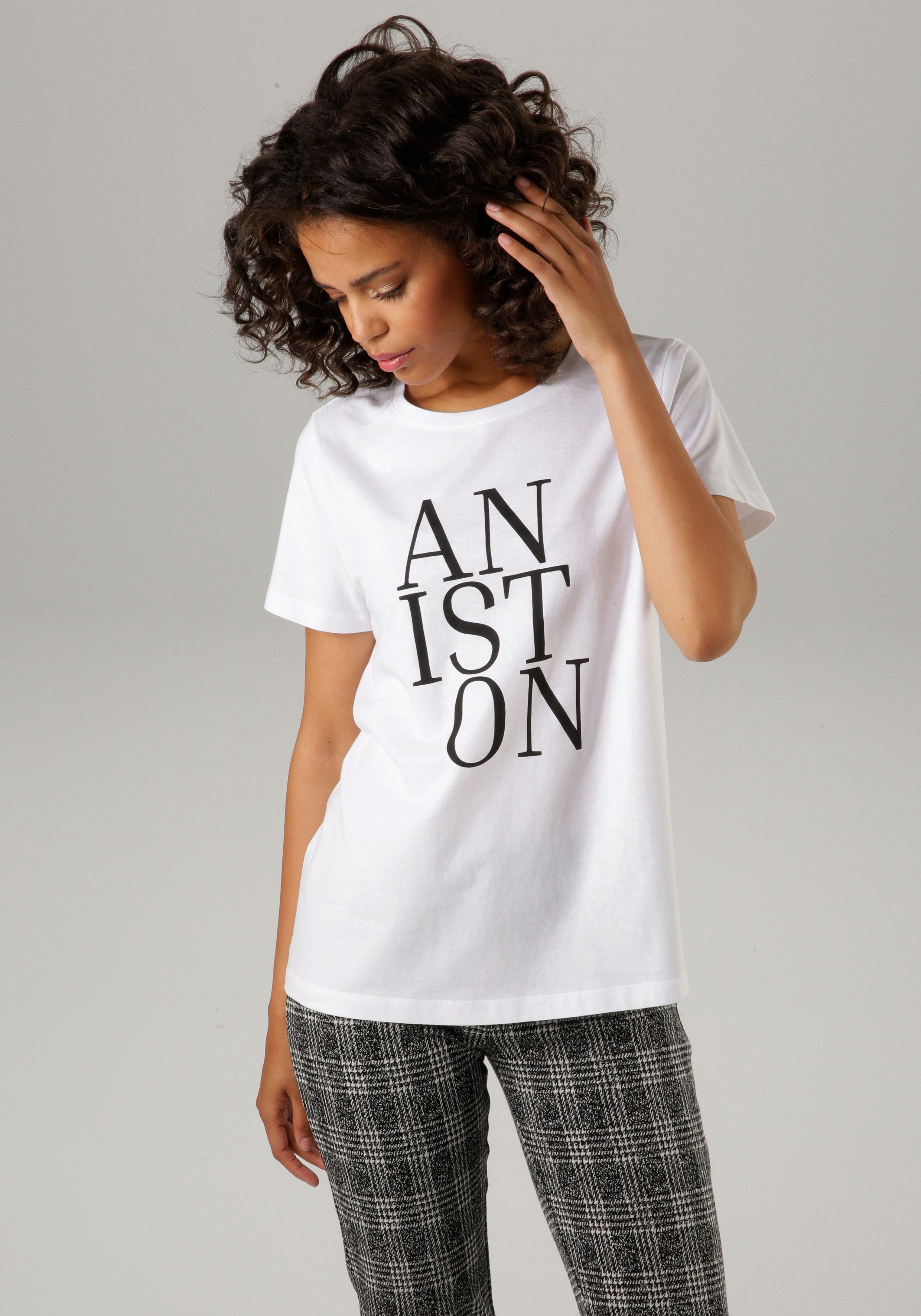 Aniston CASUAL T-shirt met aniston-opdruk dames t-shirts maat 40 wit