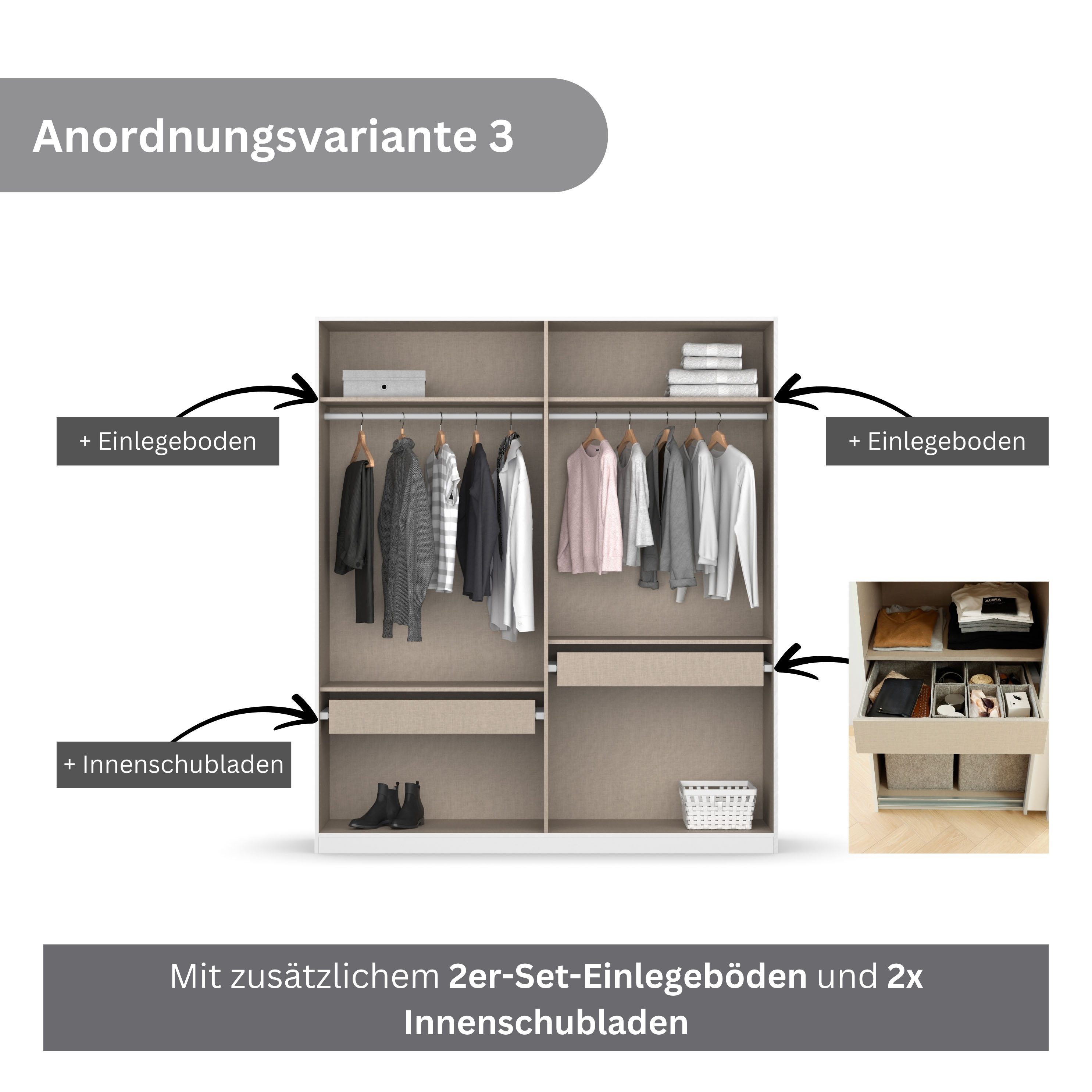 rauch Draaideurkast Koluna Hoogglansfront, inclusief 2 lades en extra planken