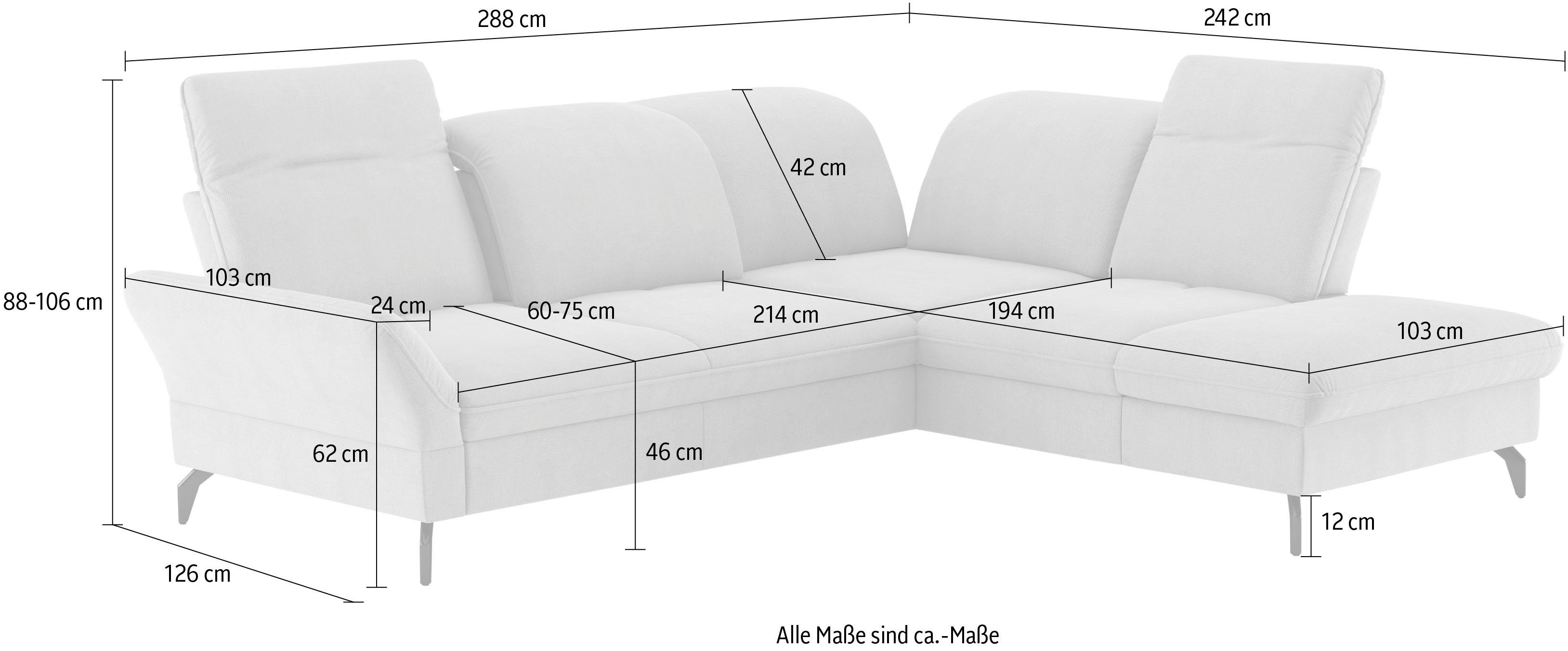 sit&more Hoekbank Leandro L-vorm Naar keuze met bed, hoofdbord en armleuningfunctie, en bergruimte