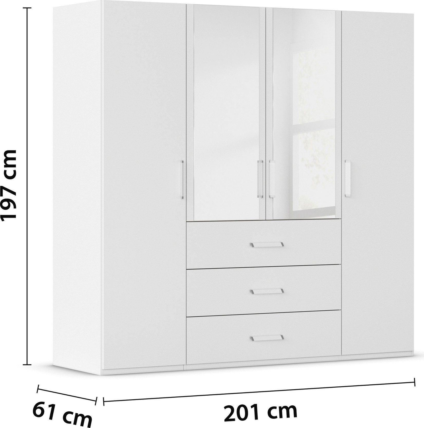rauch Draaideurkast Kledingkast Kast Garderobe Slaapkamerkast EVELYN in elegante stijl met lades 3 breedtes en 2 hoogtes made in germany