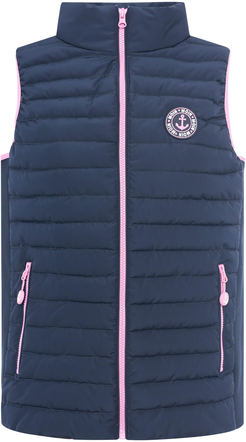 Zwillingsherz Bodywarmer met anker motief, staande kraag en contrasterende ritsen