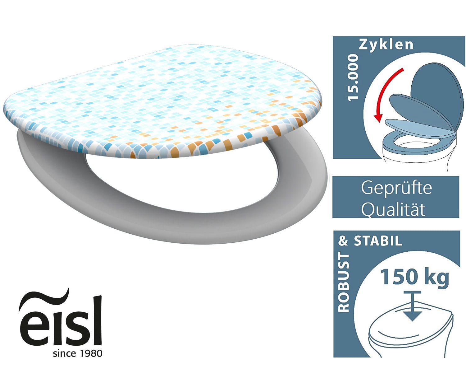 Eisl Toiletzitting Mozaïek Duroplast, softclosemechanisme, max. belasting van de toiletbril 150 kg