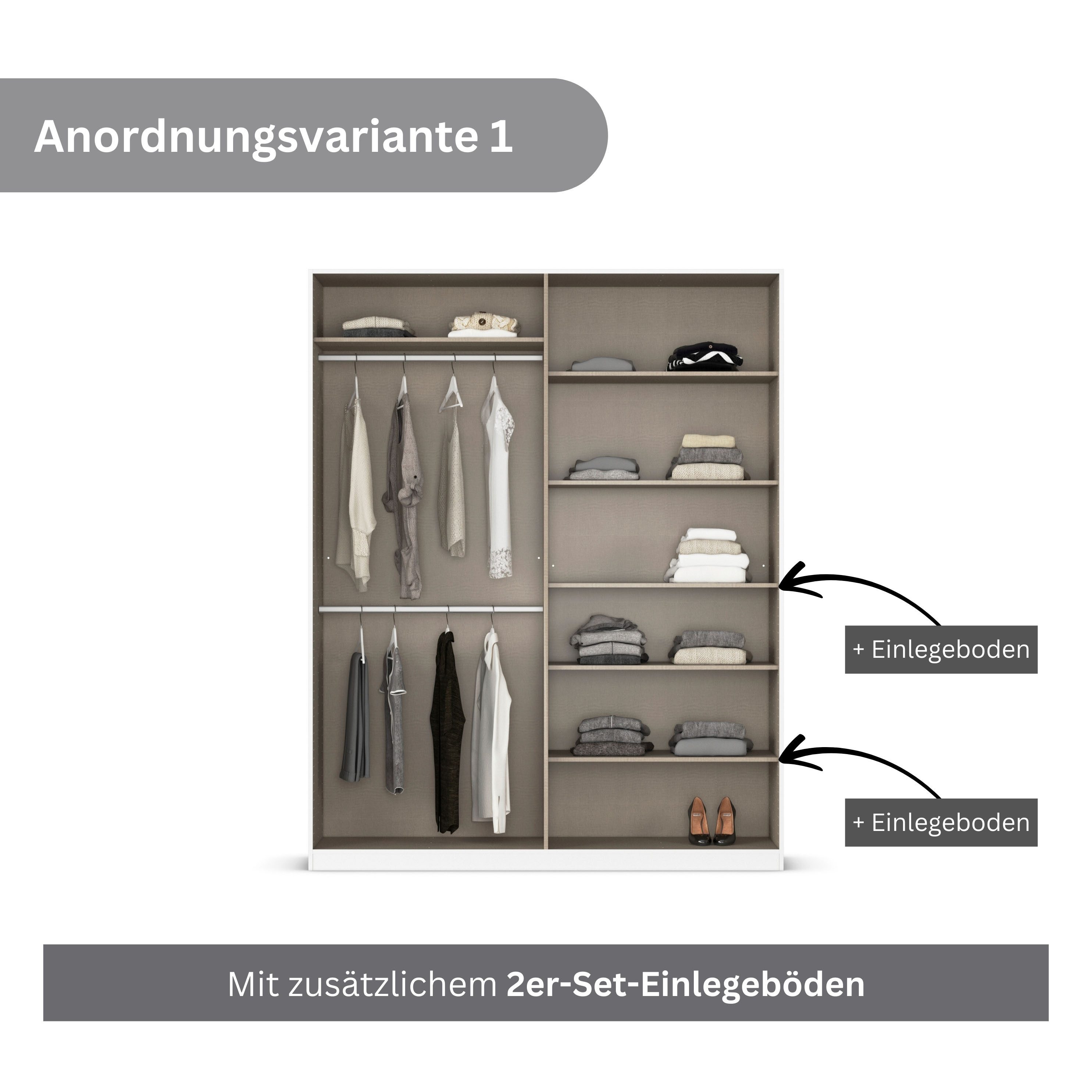 rauch Draaideurkast Kleiderschrank Schrank Garderobe AGORDO TOPSELLER Schlafzimmer doordachte binnenuitrusting, in 6 breedtes en 2 hoogtes made in germany