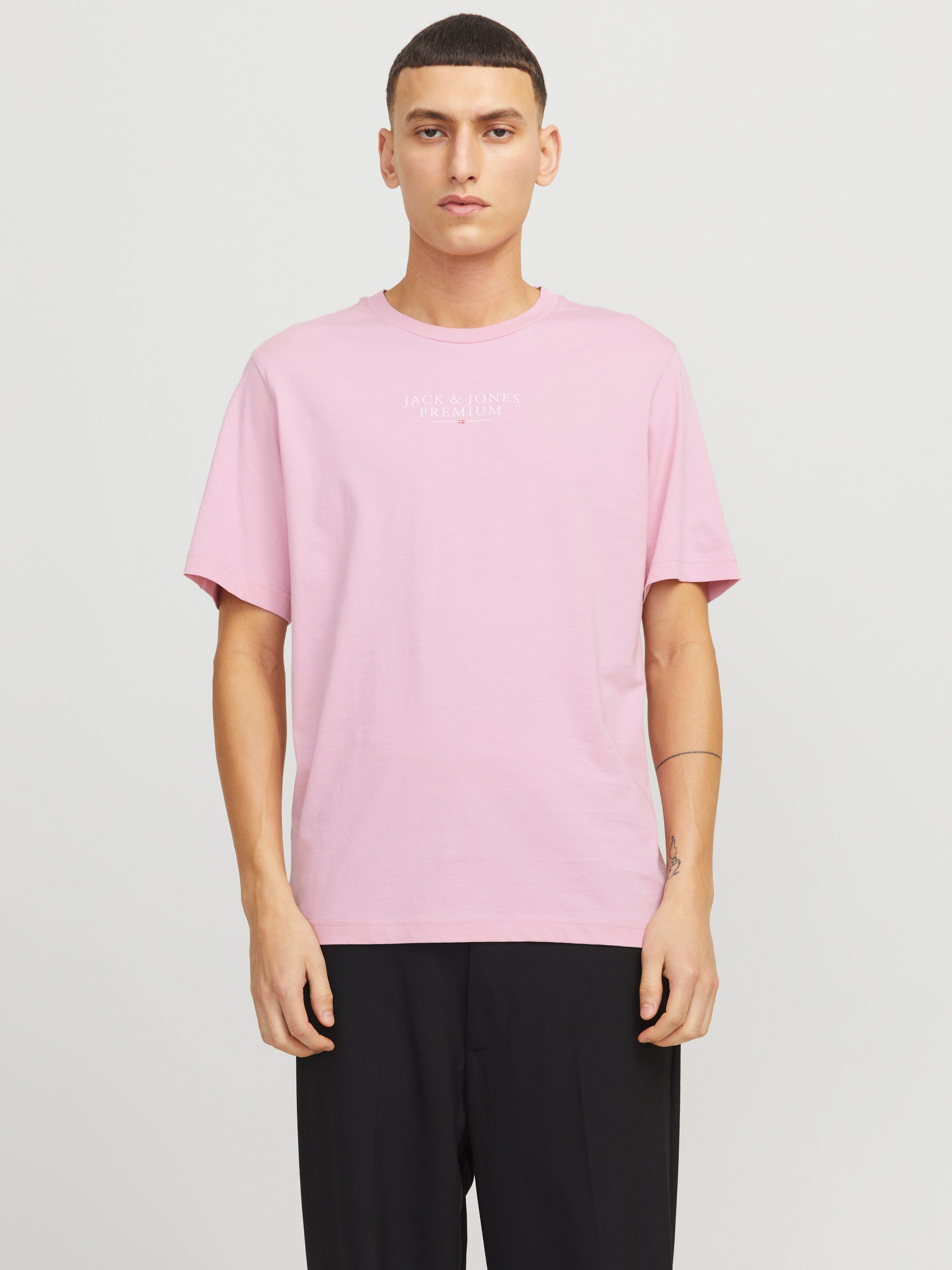 Jack & Jones Shirt met ronde hals JPRBLUARCHIE TEE CREW NECK heren ronde hals maat S roze