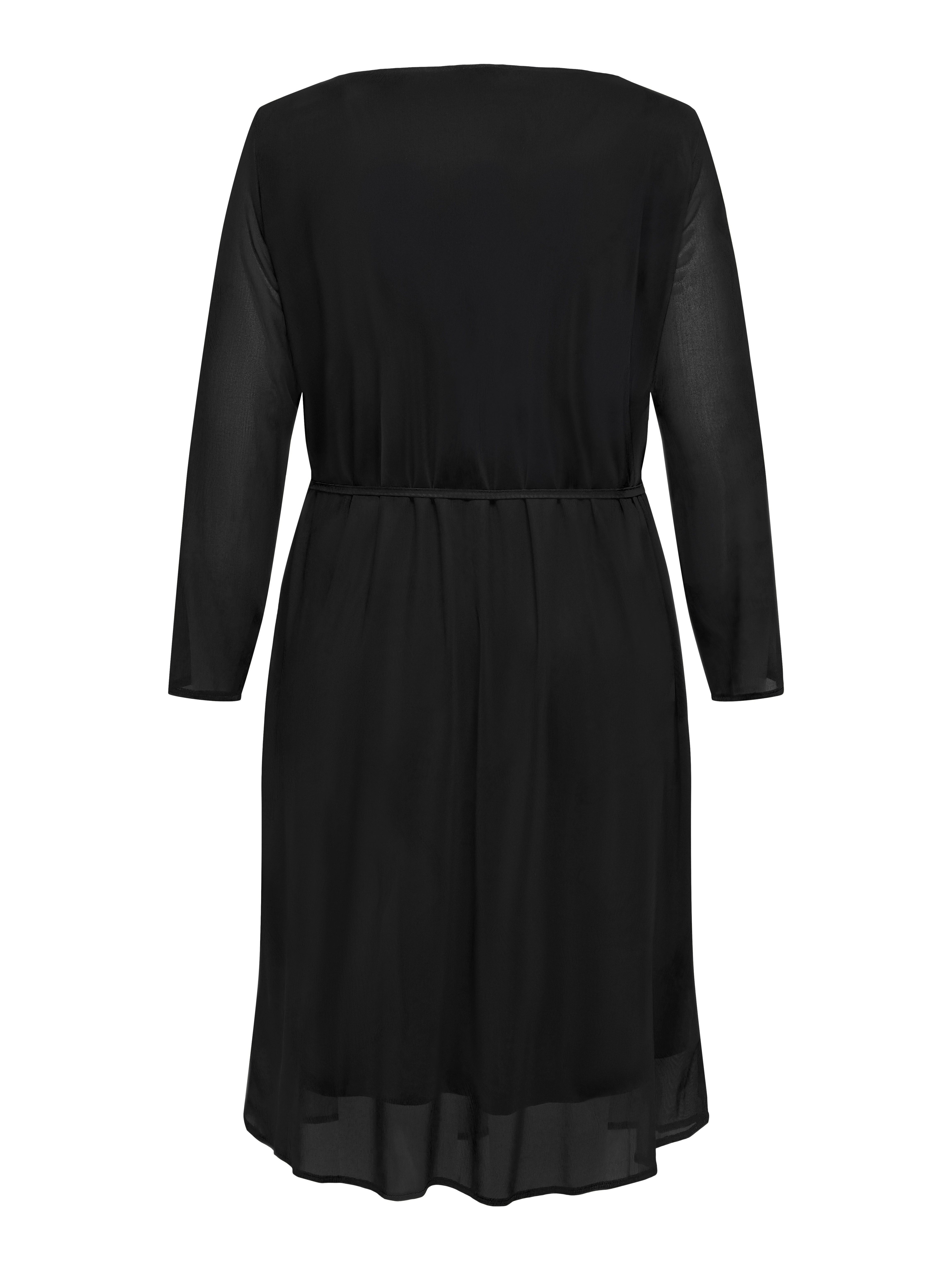 ONLY CARMAKOMA Chiffon jurk CARFOREST LIFE LS BOATNECK BLK DRESS JRS