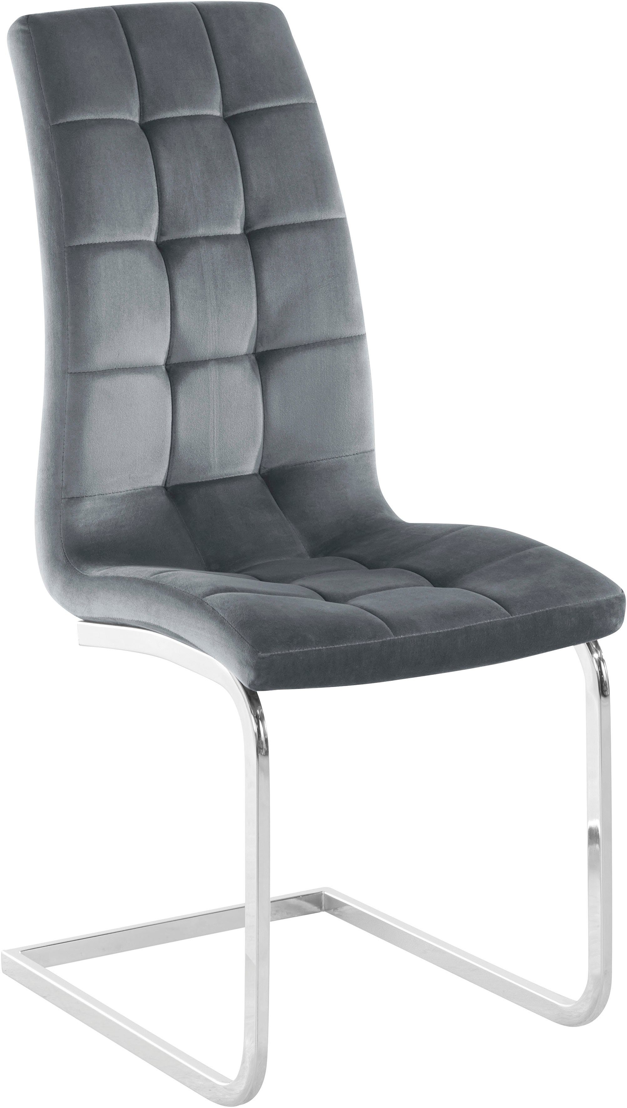 INOSIGN Vrijdragende stoel Lola set van 2 of 4, bekleding van imitatieleer of fluweelstof, chroom metalen frame (set)
