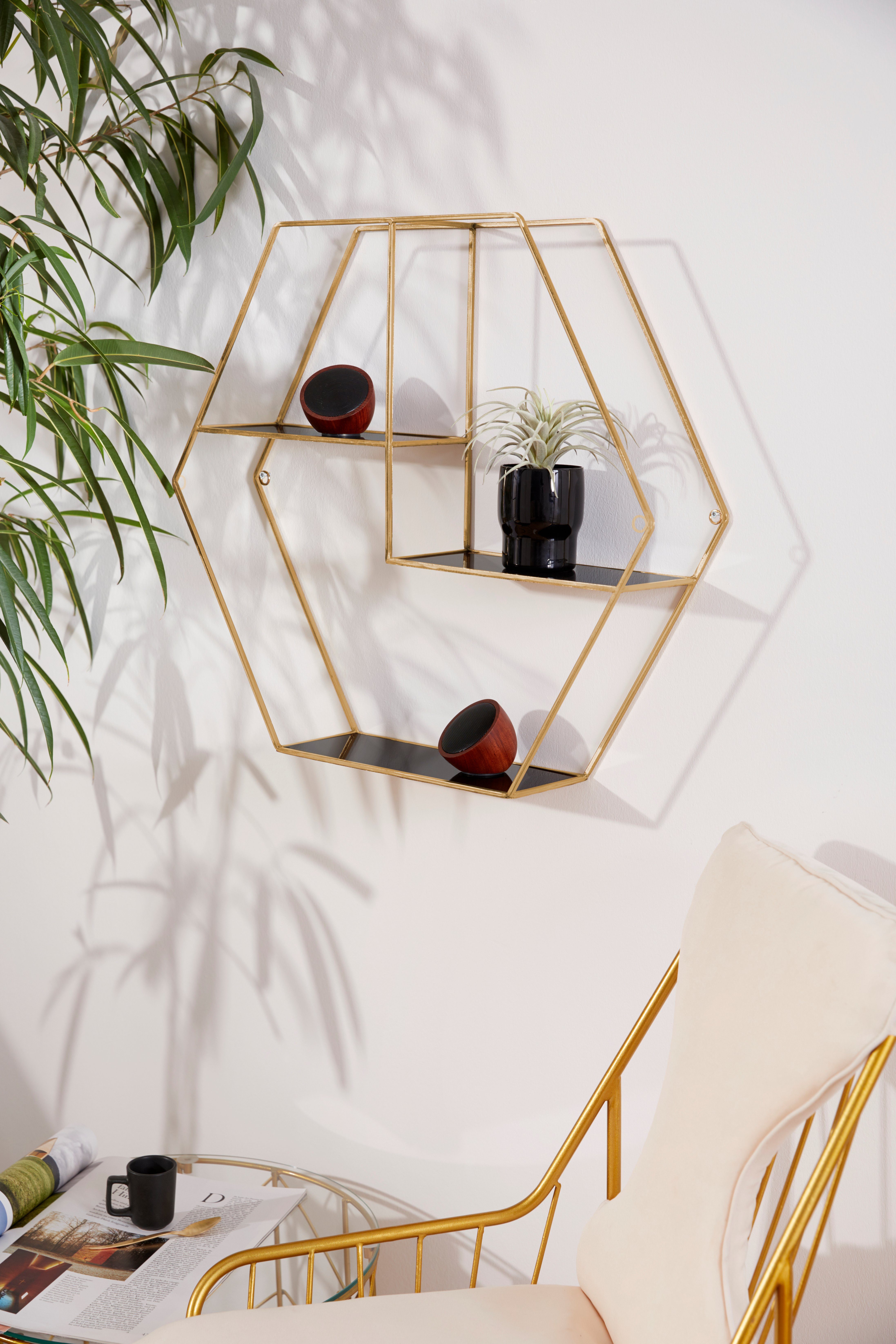 Leonique Wandrek Hexagon zeshoekig element, goudkleur, in een modern design