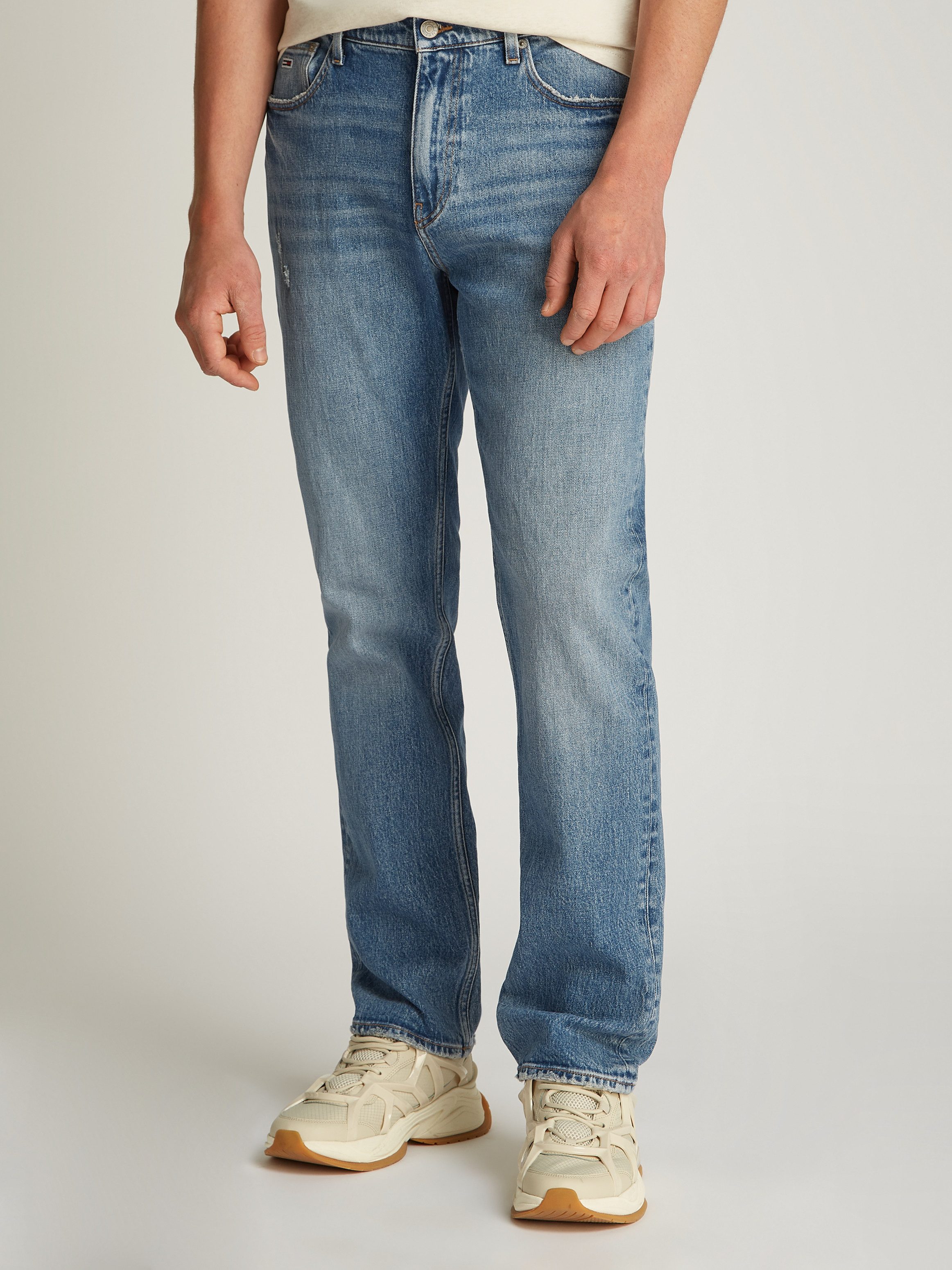 TOMMY JEANS Slim fit jeans RYAN SLIM STRAIGHT met gestempeld logo heren slim fit jeans maat 36 blauw