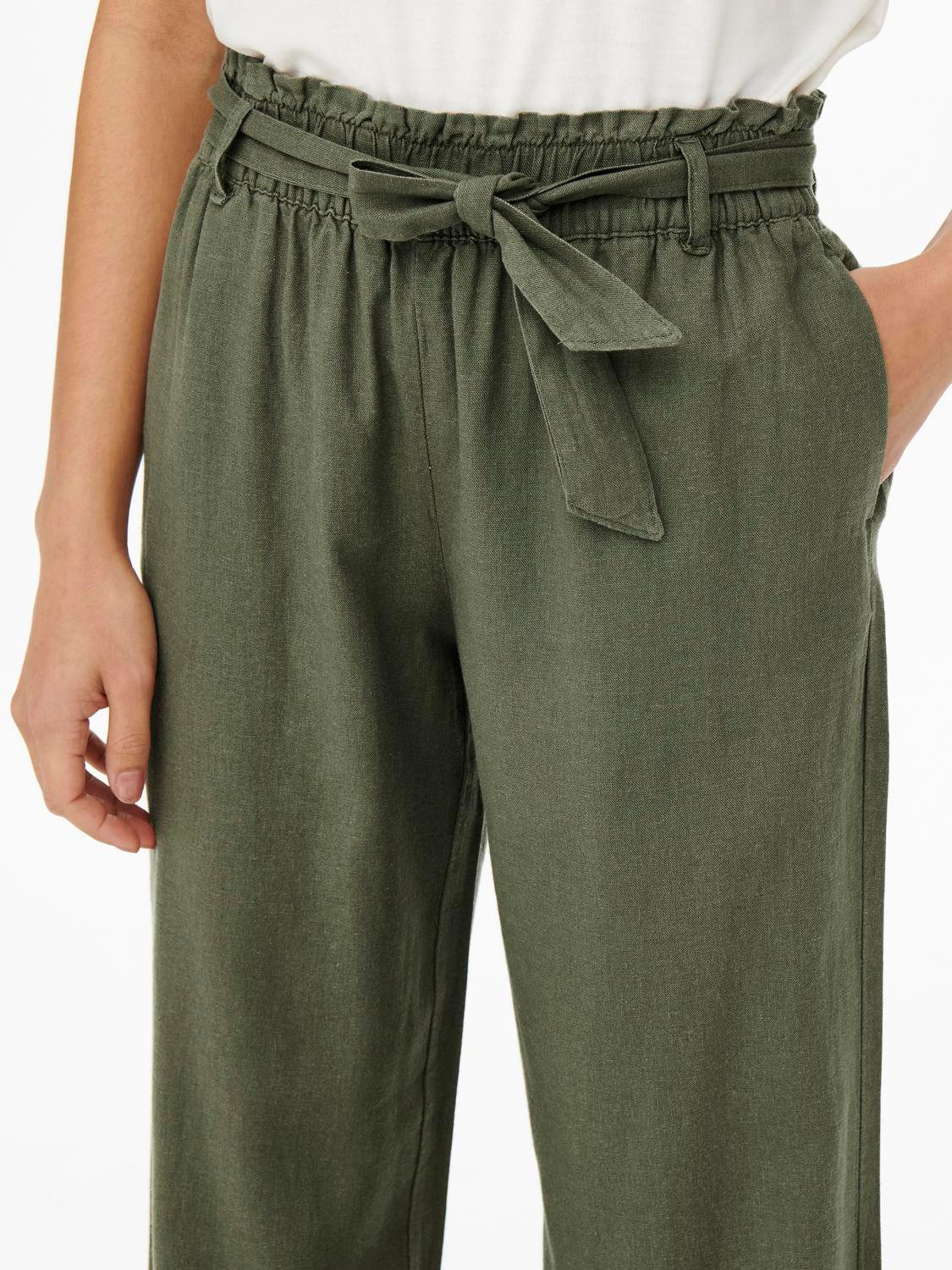 JDY Culotte JDYSAY MW LINEN BELT PANT WVN NOOS
