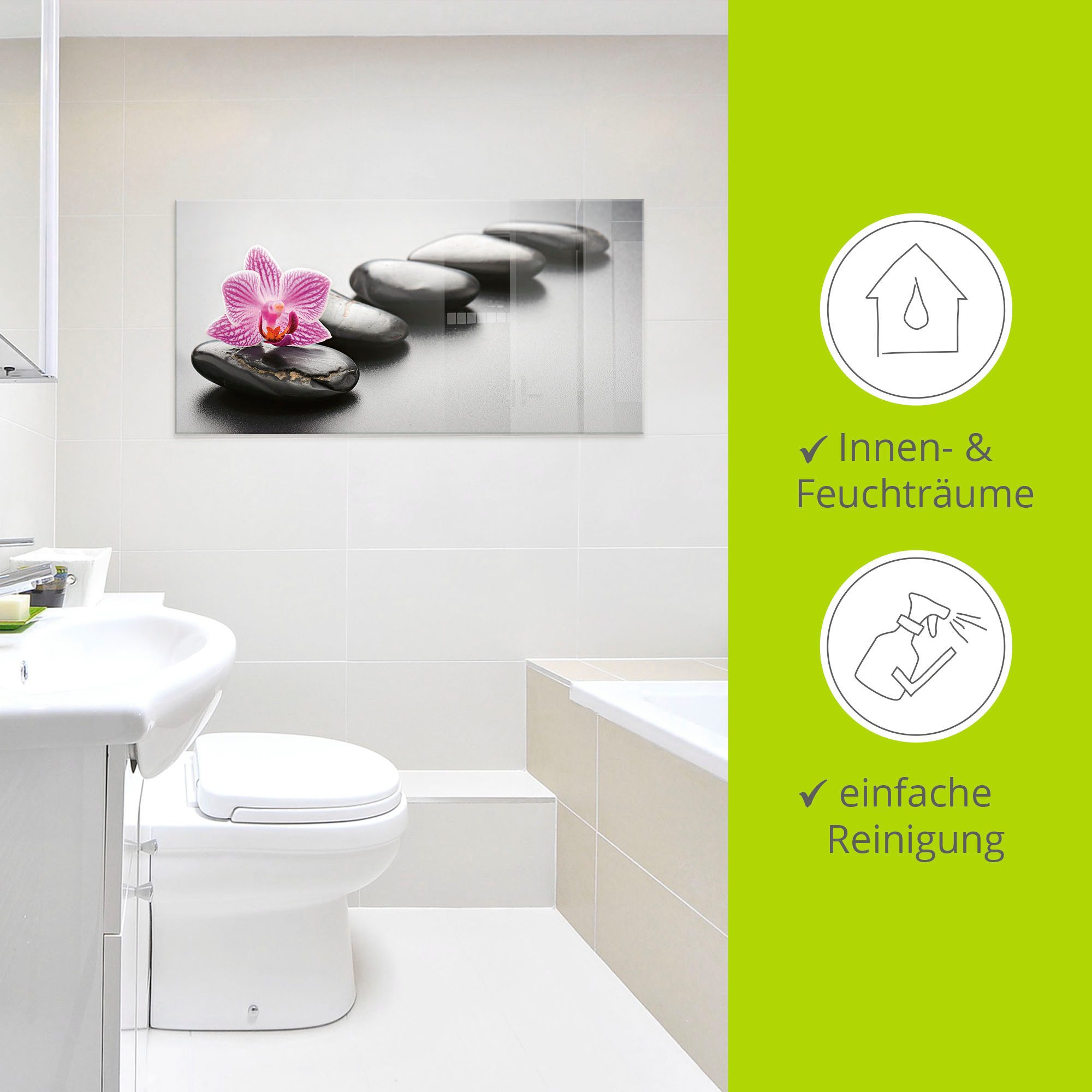 Artland Print op glas Spa-concept met zen stenen en orchidee