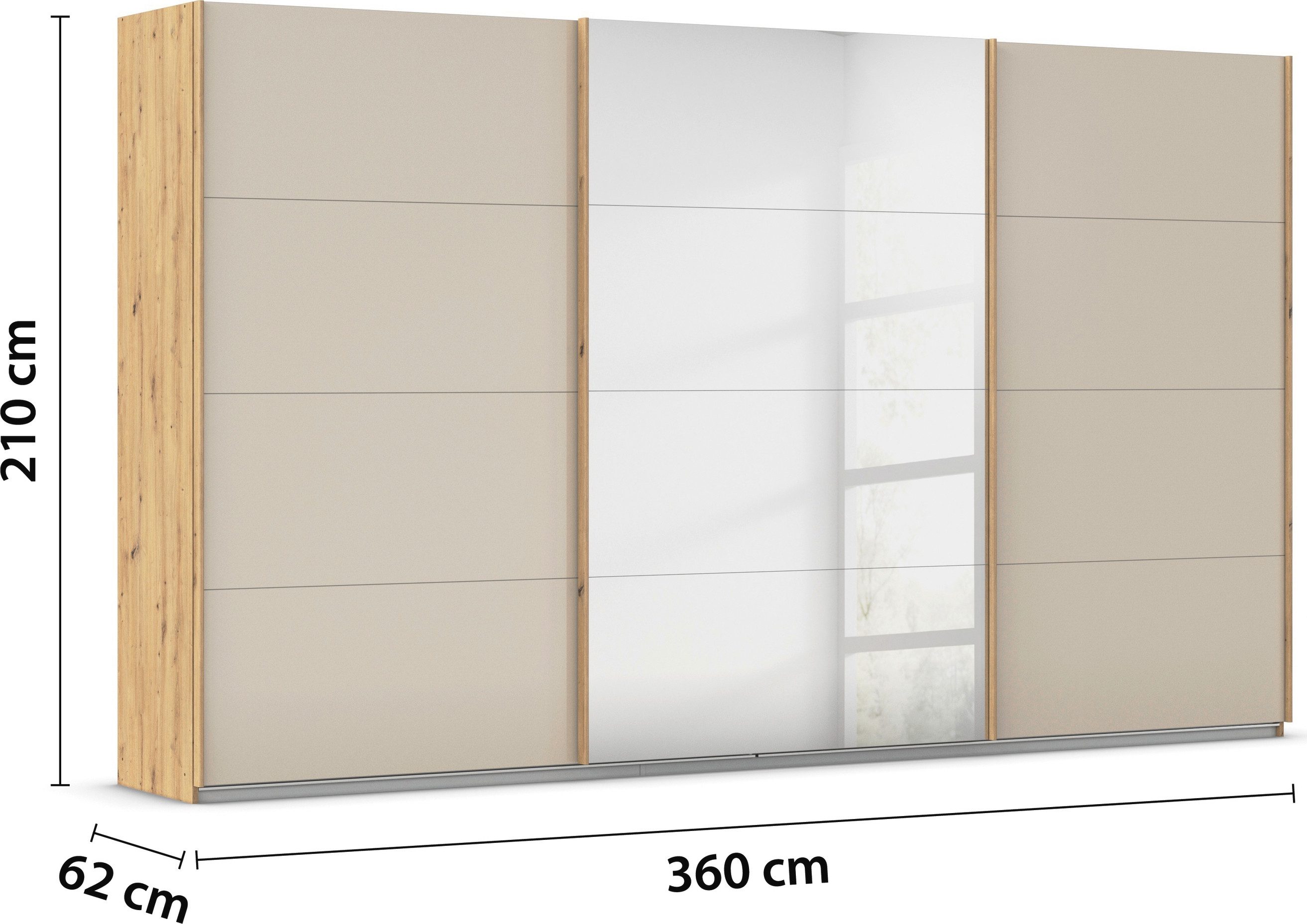rauch Schuifdeurkast Kledingkasten kast garderobe AGORDO met glazen front doordachte binnenuitrusting, in 4 breedtes en 2 hoogtes made in germany