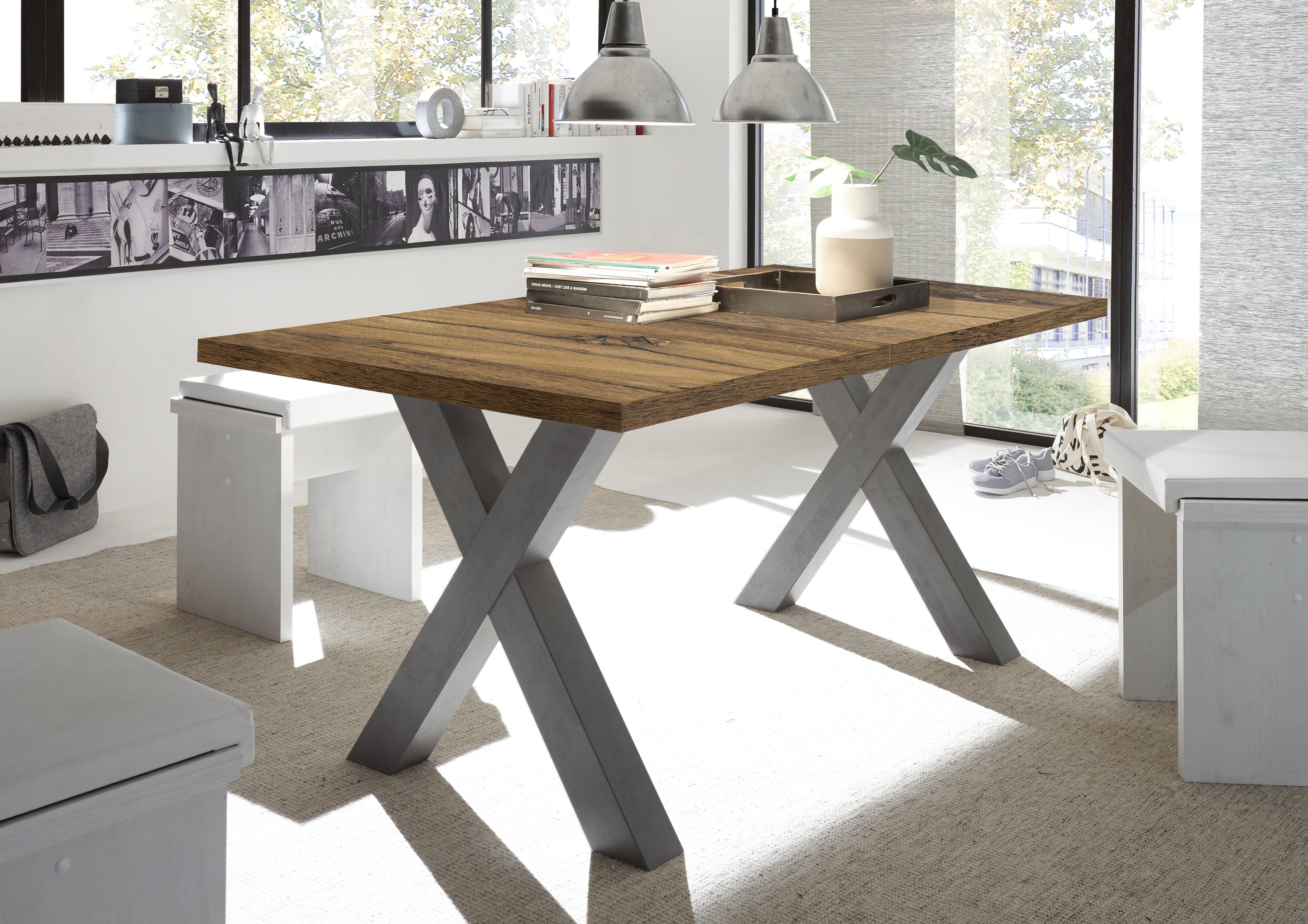 Mäusbacher Eettafel Mister TOPSELLER! met lade (160-210 cm), frame in x-model
