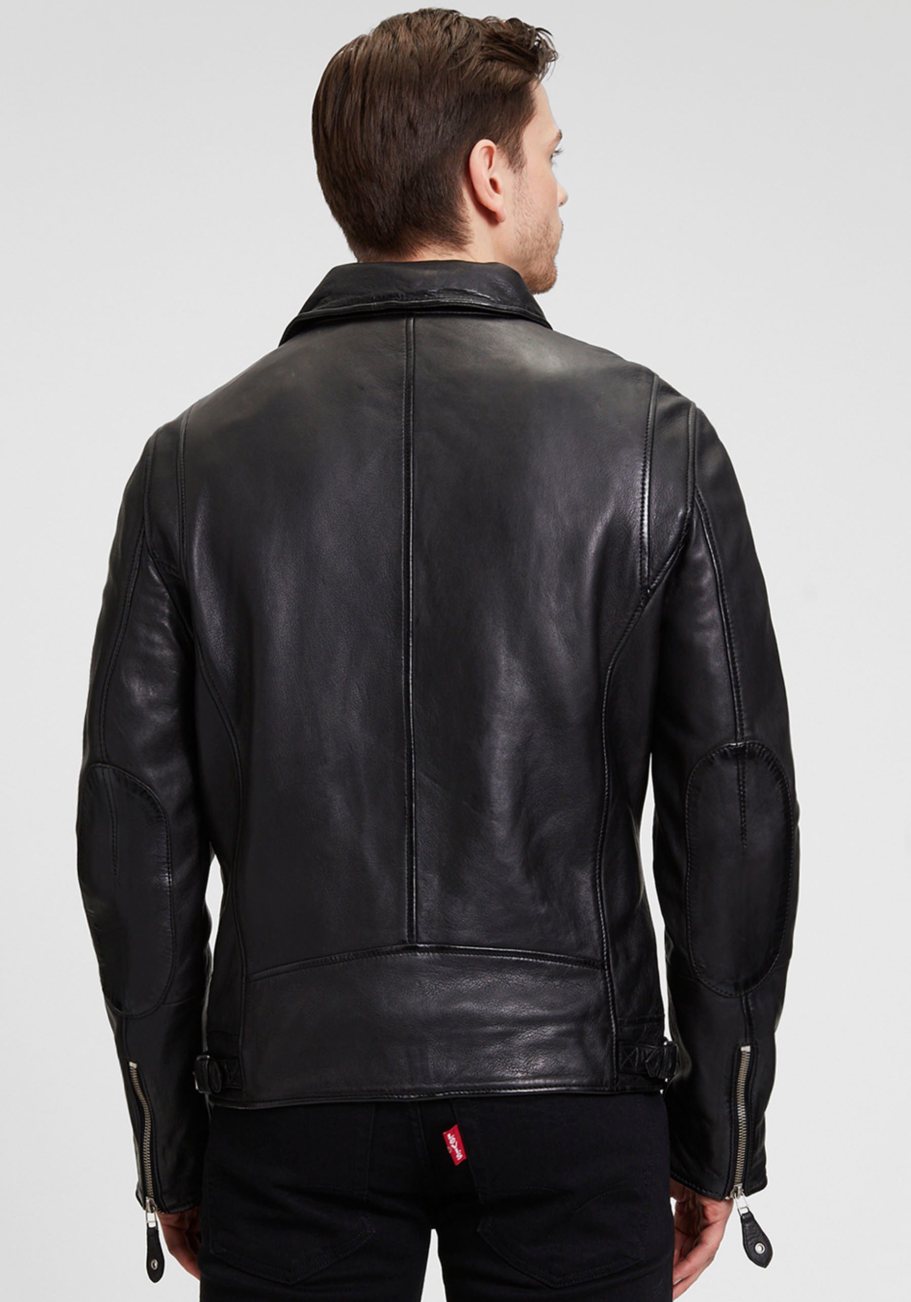 Mauritius Leren jack Mavric SF NSLV in bikerstijl, asymmetrische rits, studs