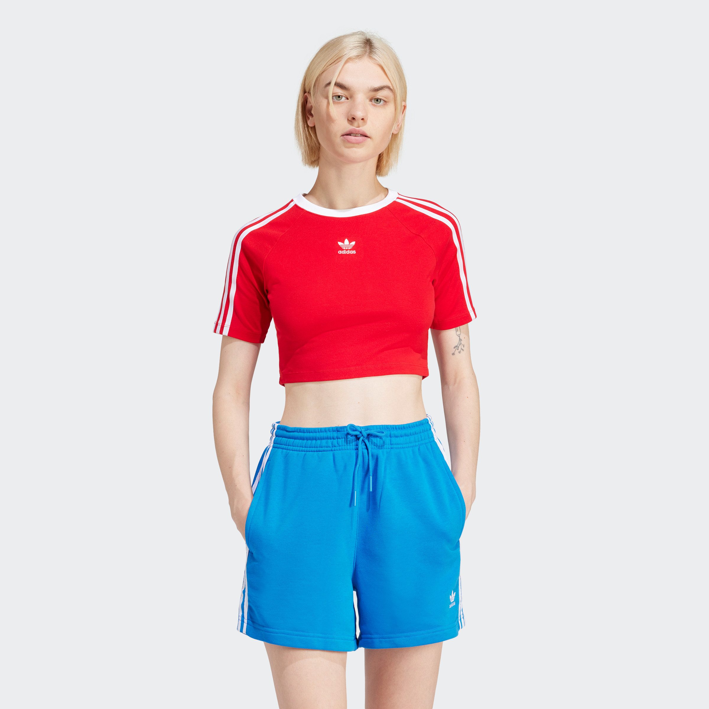 adidas Originals T-shirt 3 S BABY TEE Cropped drie-strepen shirt