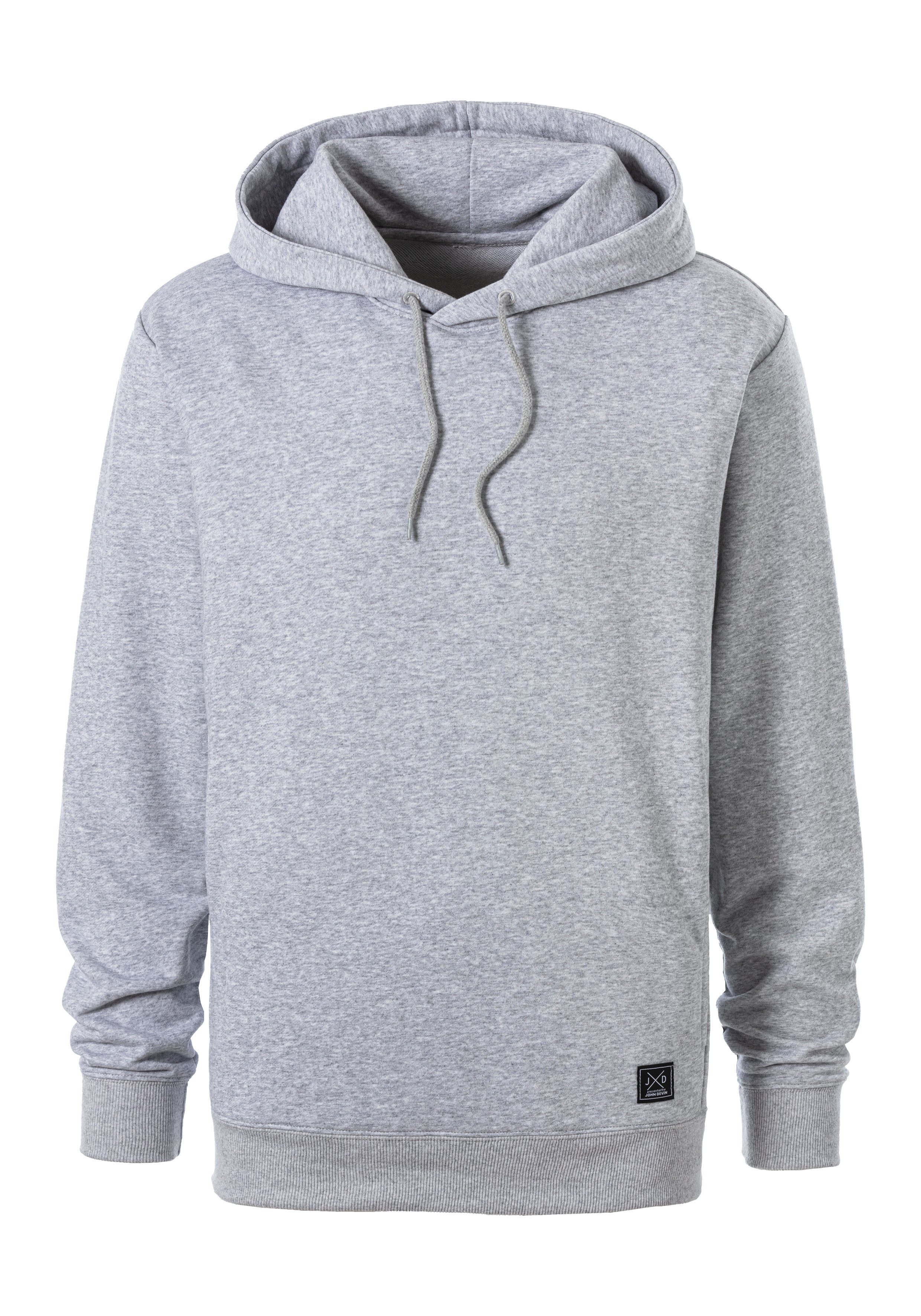 John Devin Hoodie Langarm, sweatshirt met ronde hals en capuchon, katoenmix