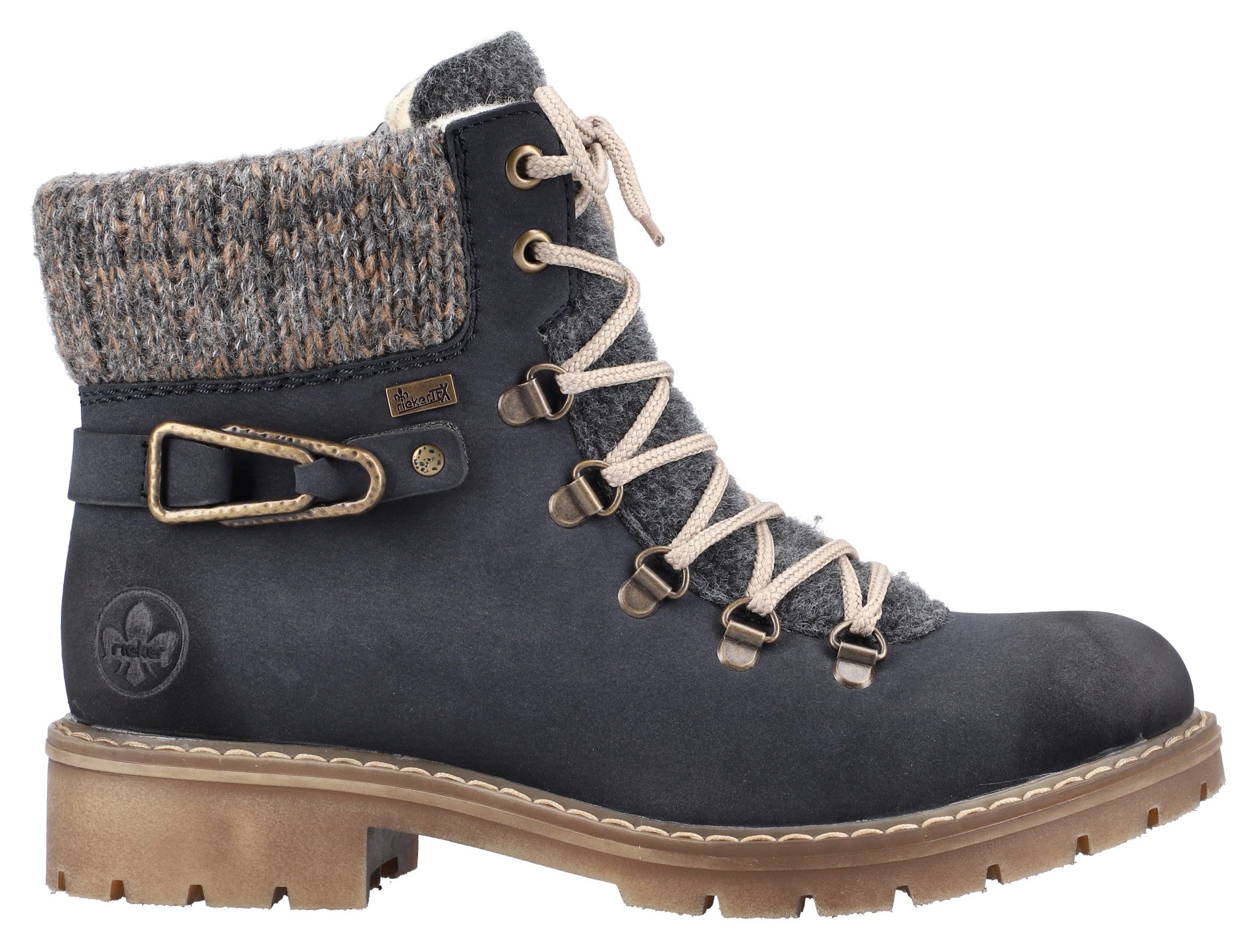 Rieker Winterlaarsjes winterlaarzen, veterschoenen met gebreide rand en rieker-tex