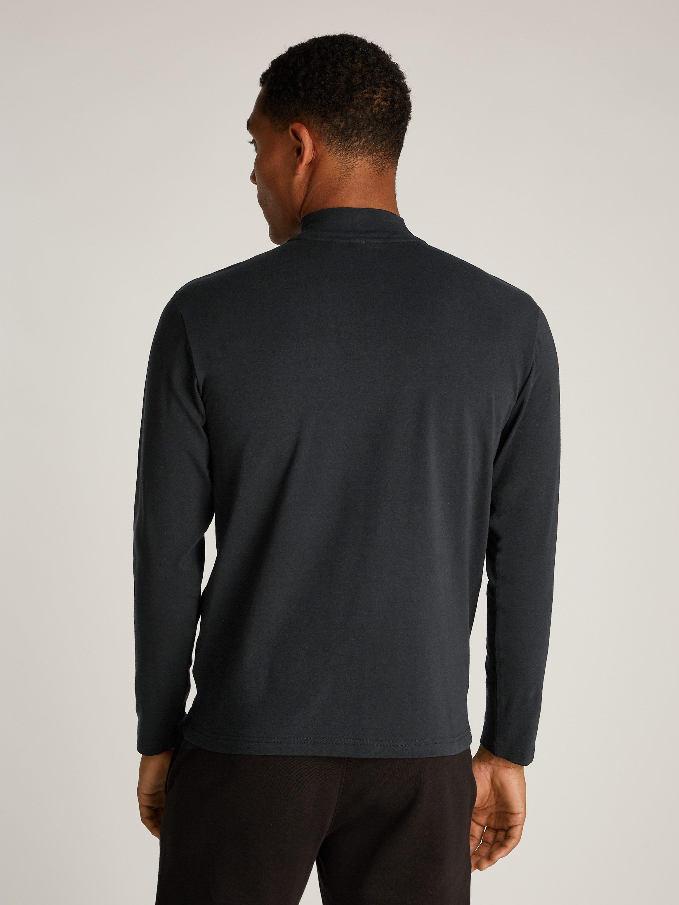 Calvin Klein Shirt met staande kraag NANO LOGO LS MOCK T-SHIRT