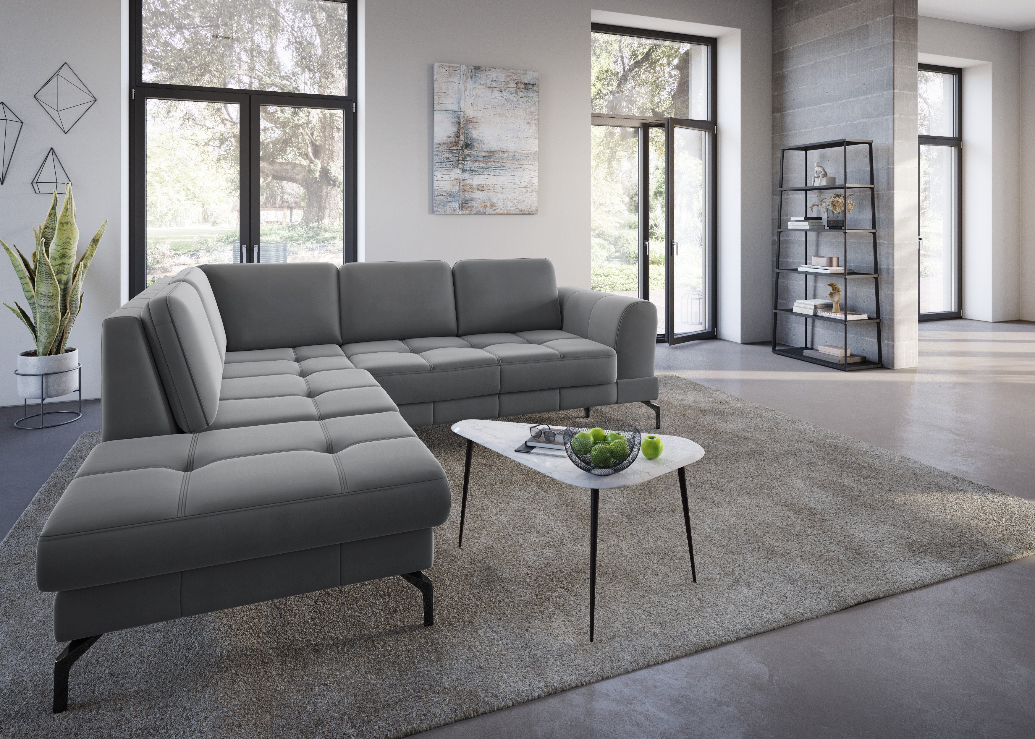 sit&more Hoekbank Bendigo L-vorm inclusief zitdiepteverstelling, bodemvrijheid 15 cm, in 2 pootkleuren