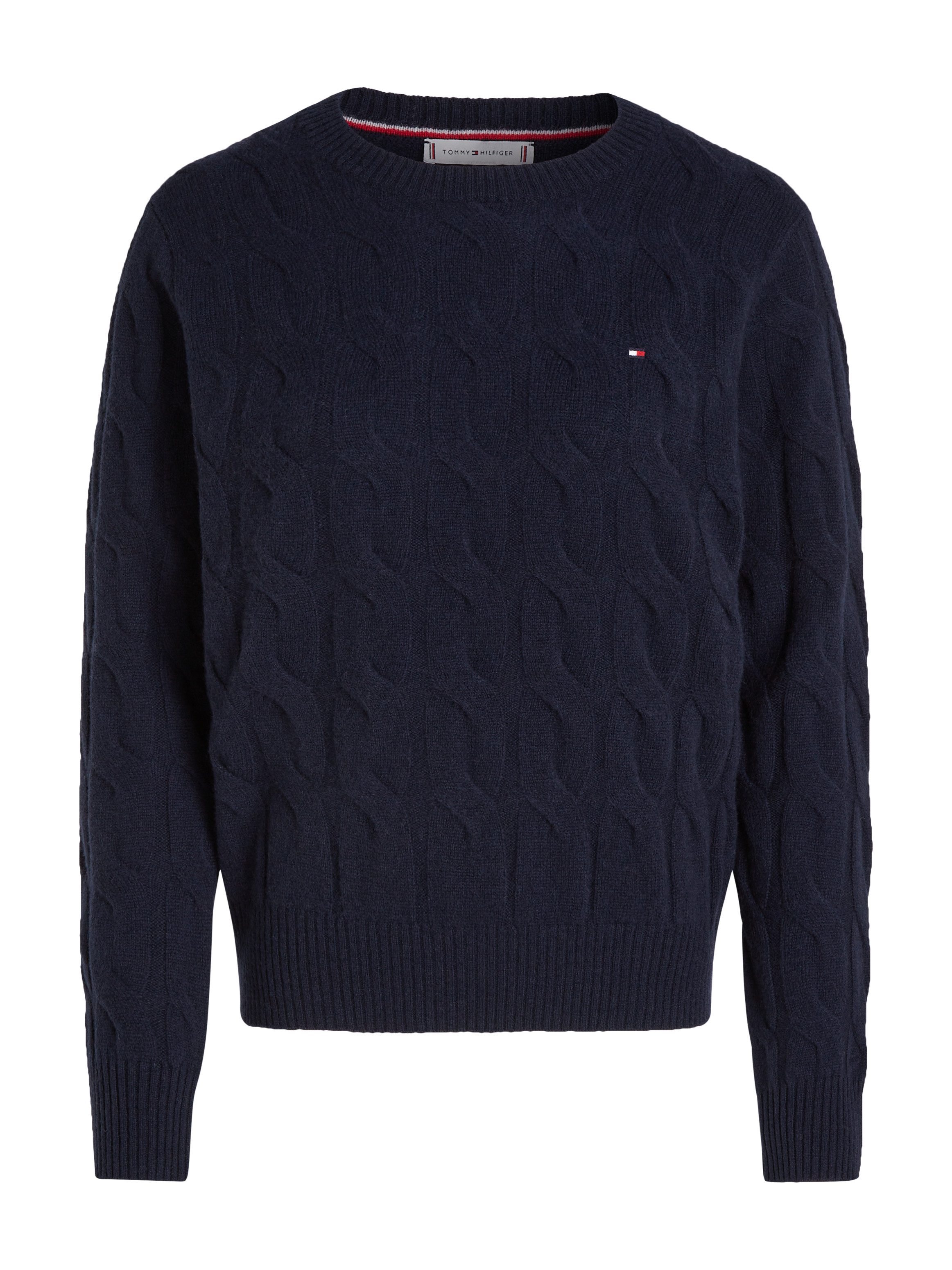 Tommy Hilfiger Gebreide trui SOFT WOOL CABLE C-NK met kabelpatroon ronde hals