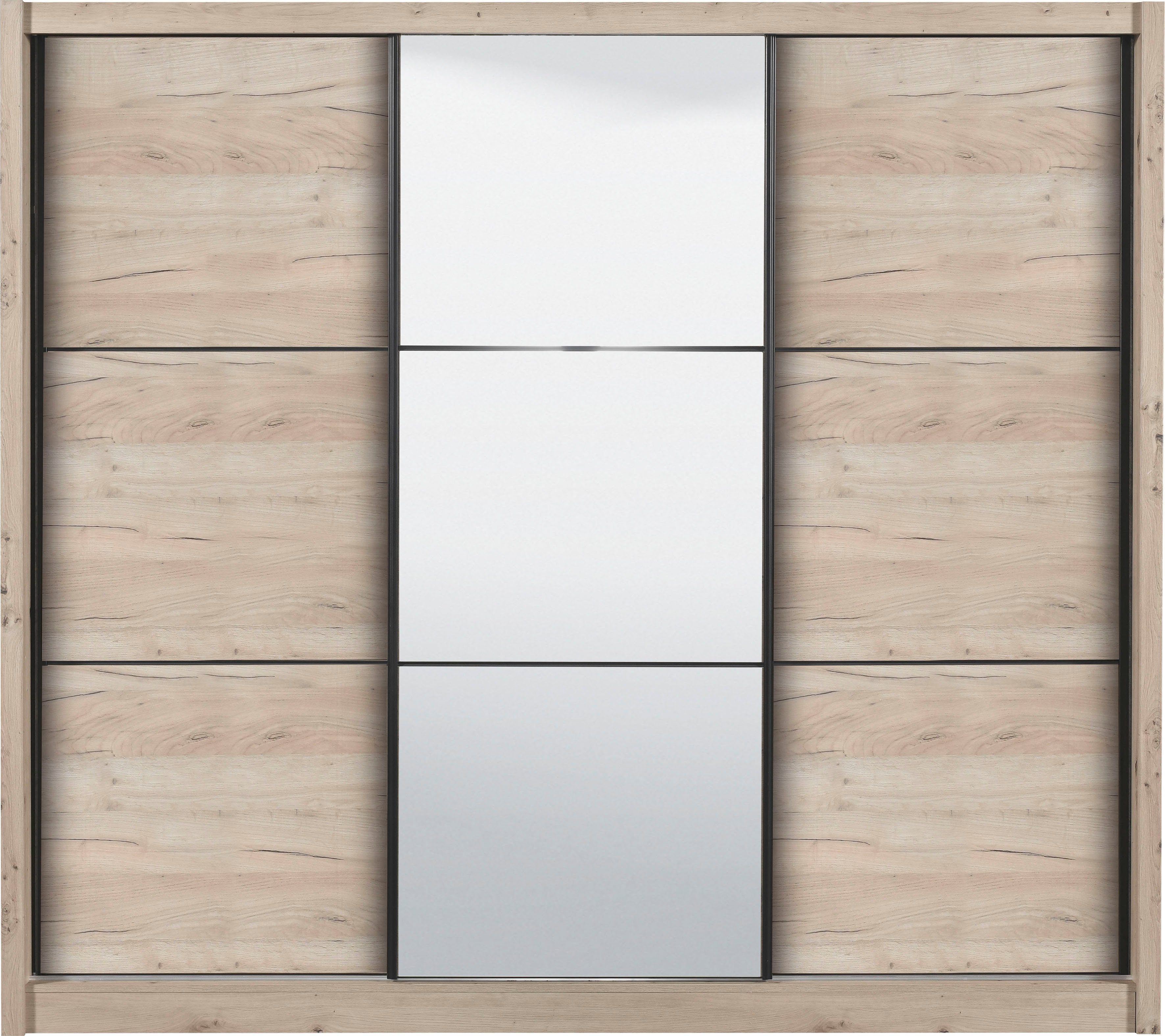 INOSIGN Zweefdeurkast Navara kledingkast met spiegel linnenkast garderobe met royale binnenuitrusting, fsc®-gecertificeerd, in 3 breedtes