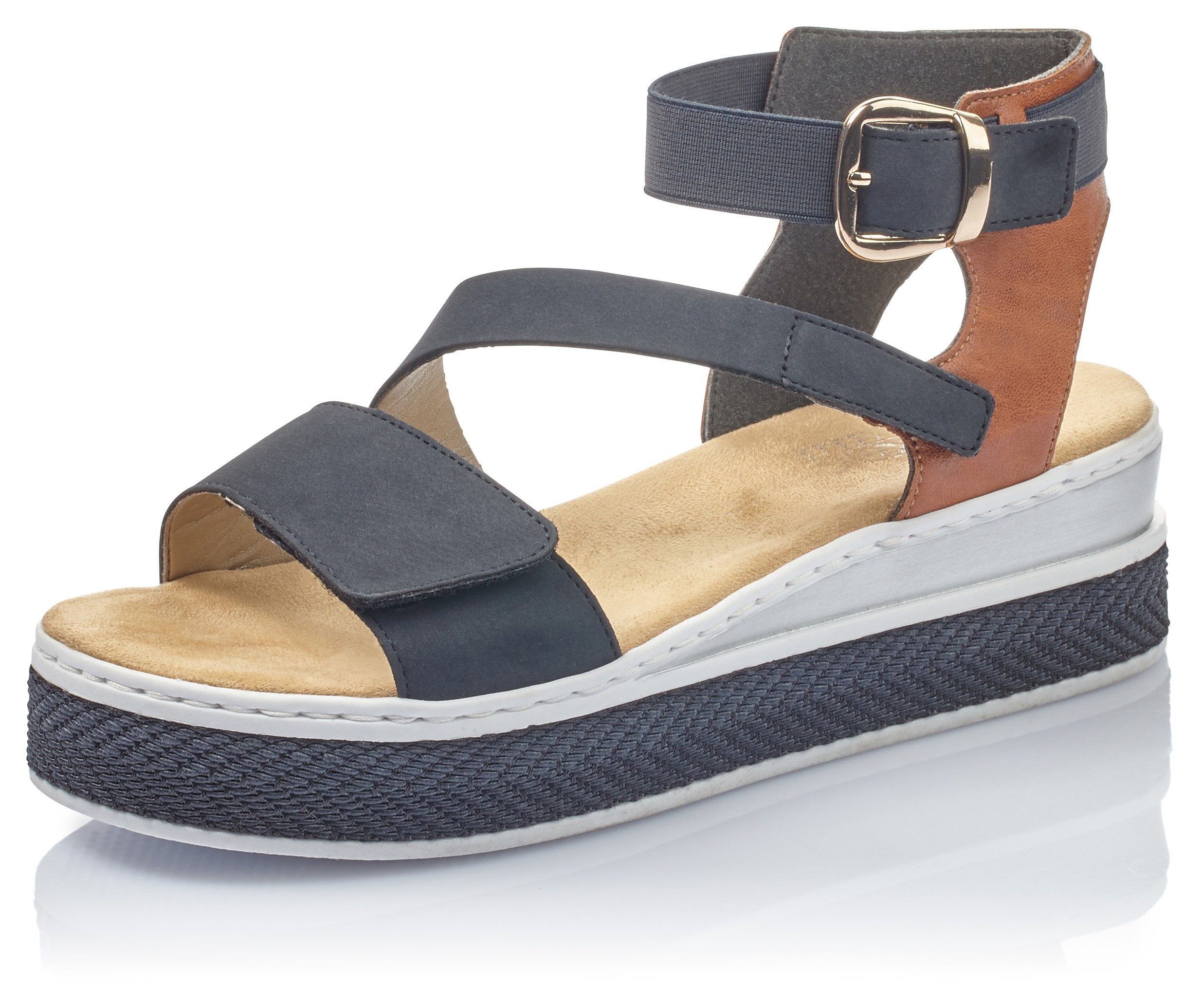 Semler Plateausandalen Katrin kalfsleer blauw - Vergelijk prijzen