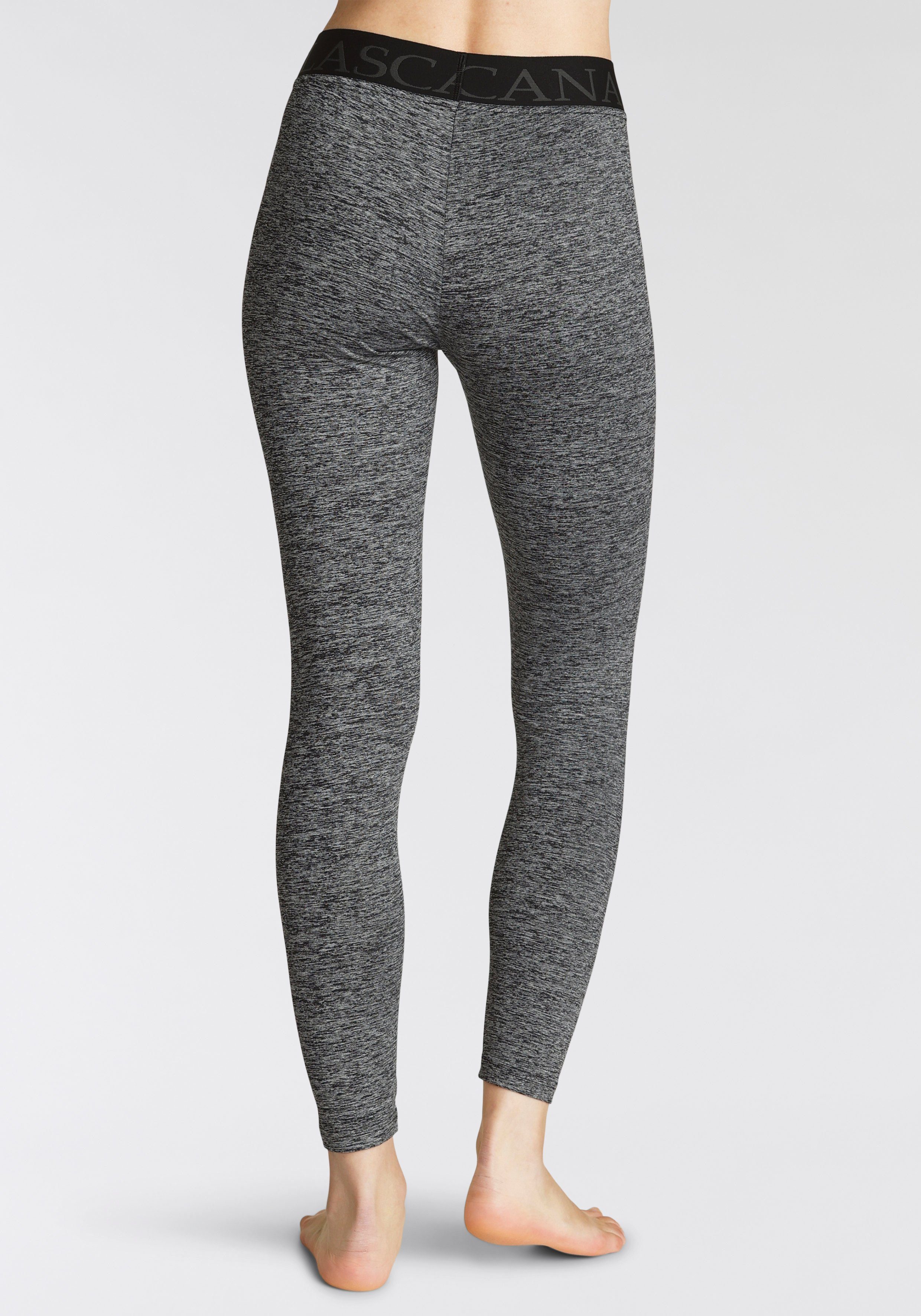 active by Lascana Legging gemeleerd, met elastische tailleband en daarin geweven tekst
