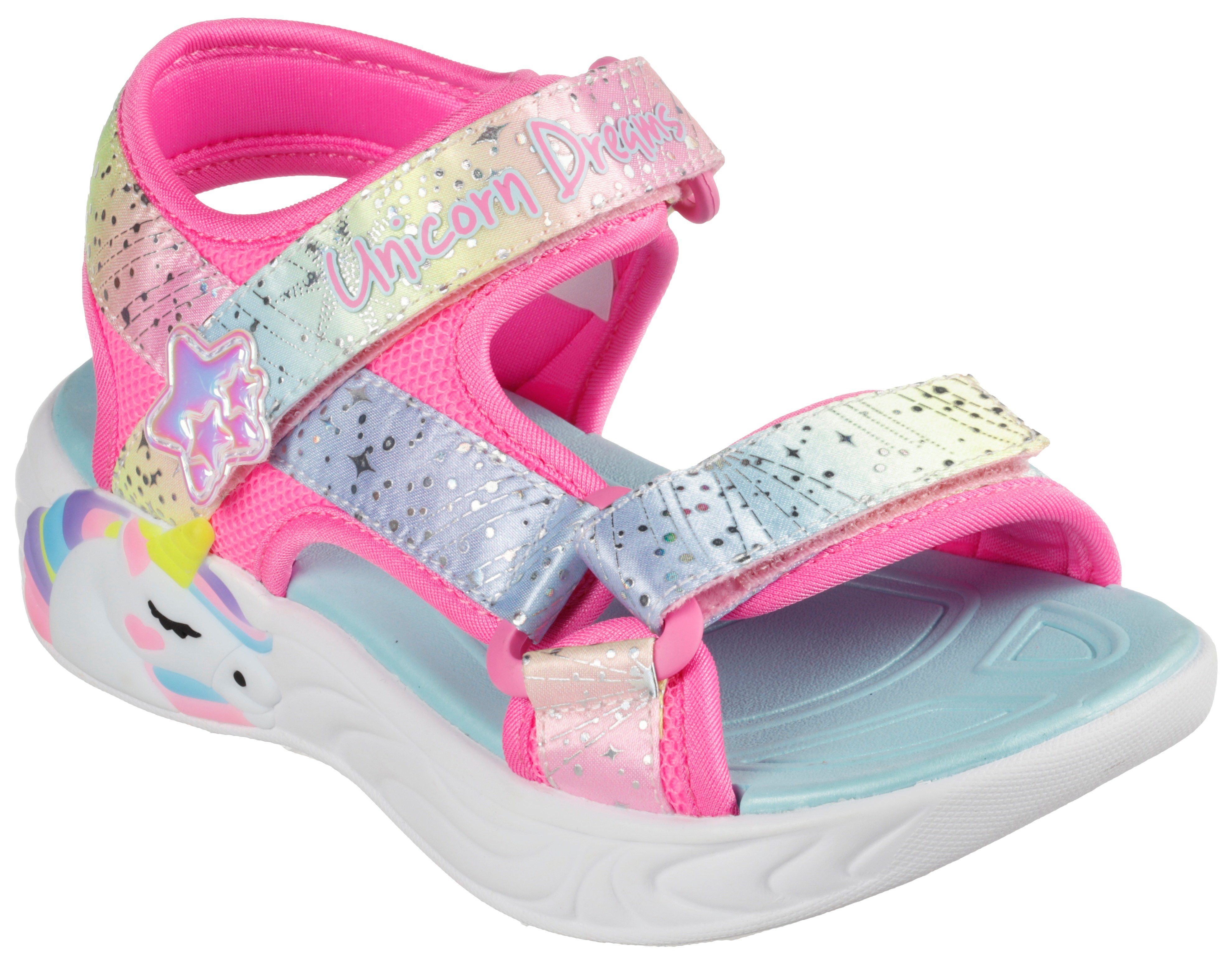 Skechers Kids Sandalen UNICORN DREAMS SANDAL MAJESTIC BLISS met flikkerende eenhoorn-applicatie