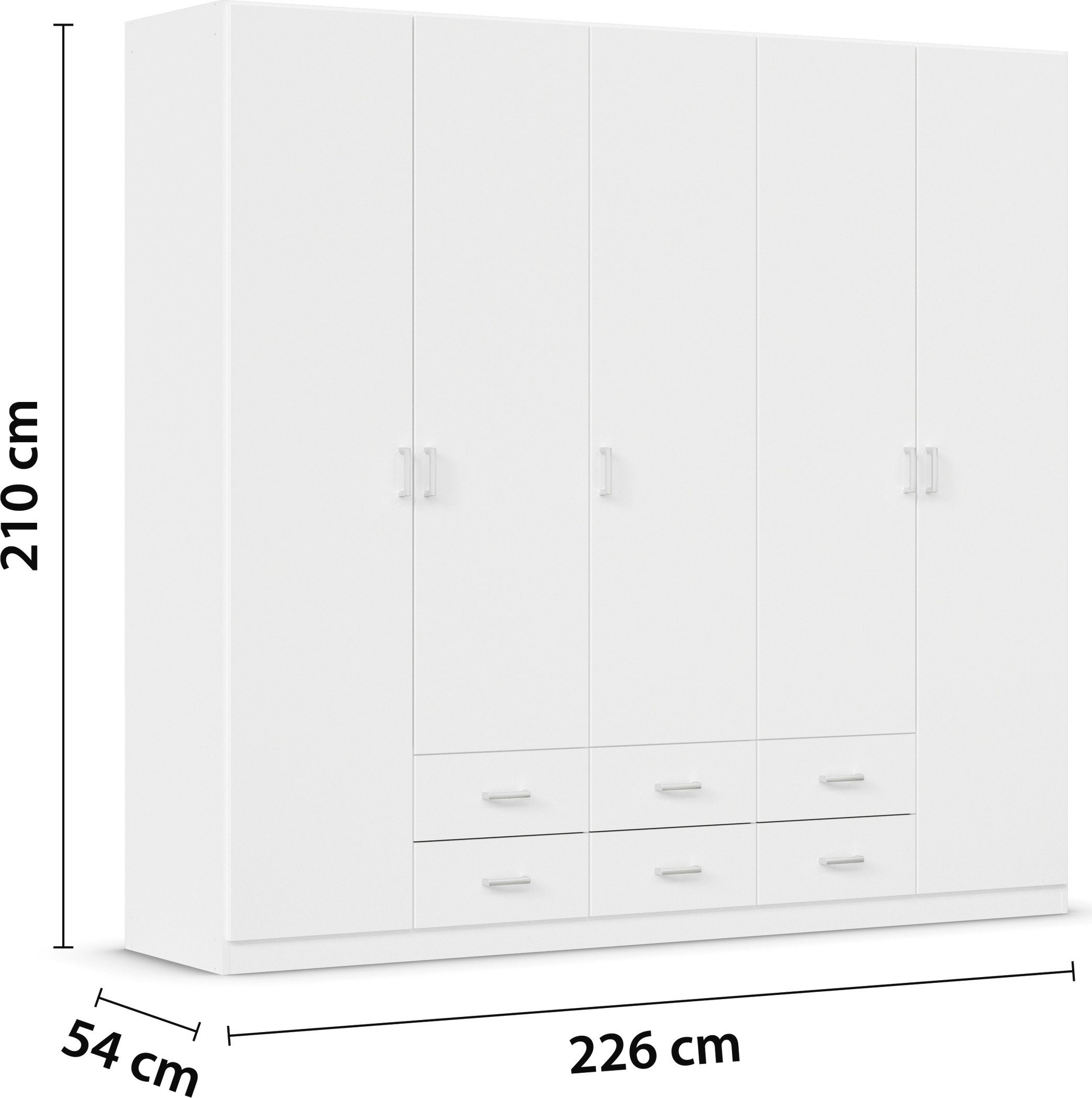 rauch Draaideurkast Kledingkast kast garderobe linnenkast GAMMA in 3 breedtes met 6 lades, in eenvoudig design topseller made in germany