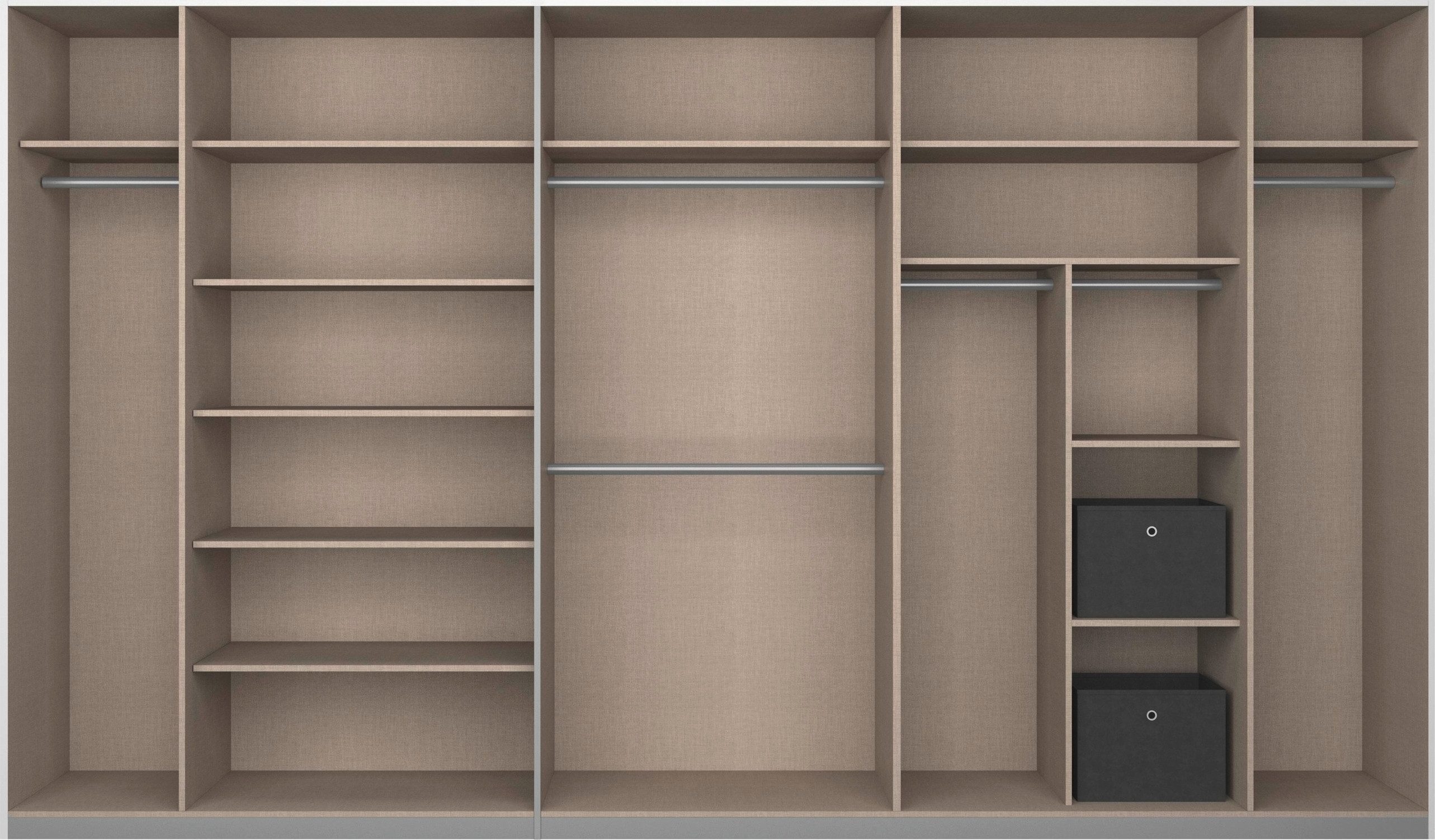 rauch Schuifdeurkast Kledingkast Kast Garderobe CORTONA inclusief indeling, 2 stoffen dozen en extra planken