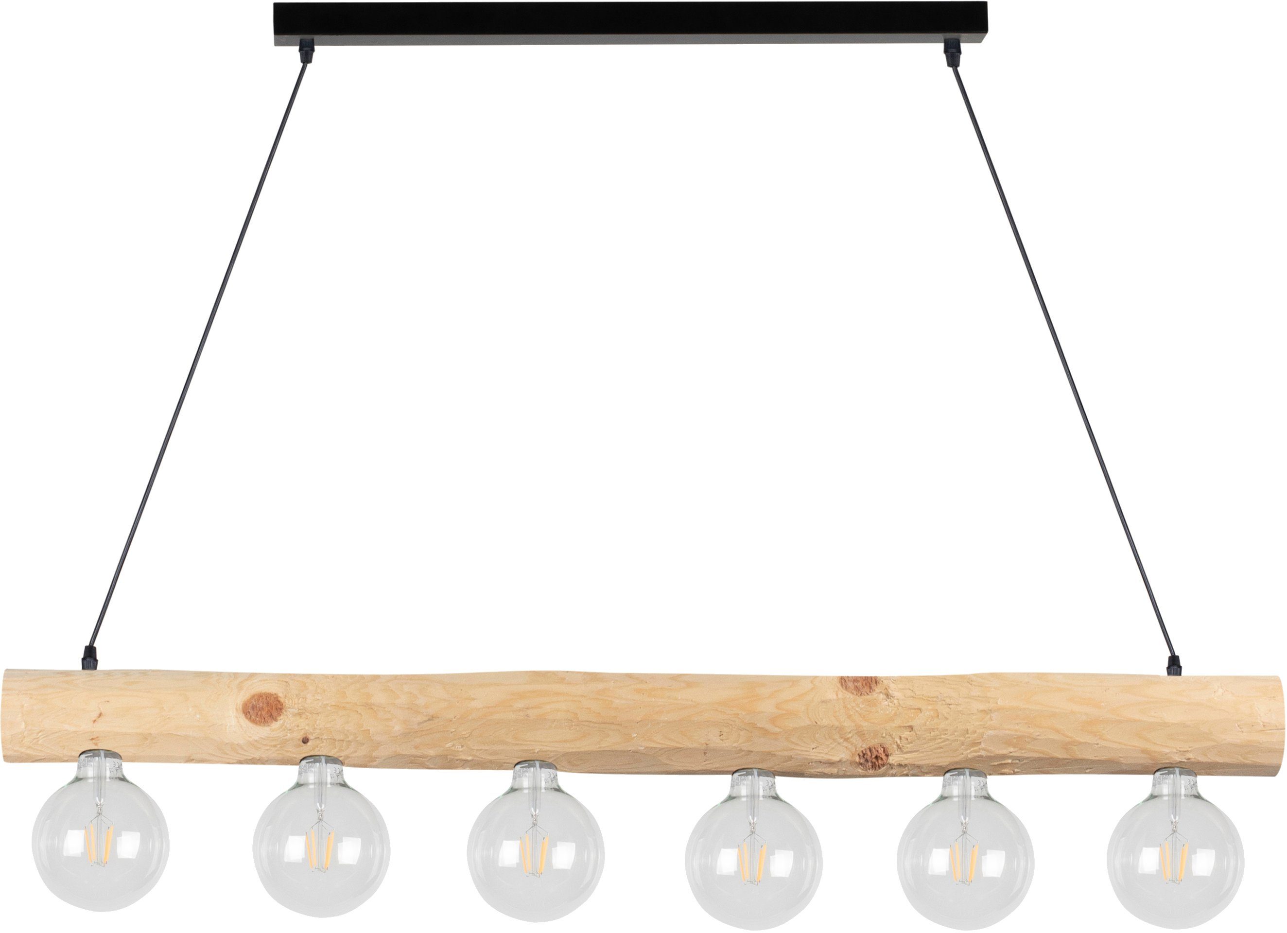 SPOT Light Hanglamp TRABO SIMPLE Hanglamp, houten balk van massief grenenhout ø 8-12 cm, bijpassende LM E27/exclusief, Made in Europe