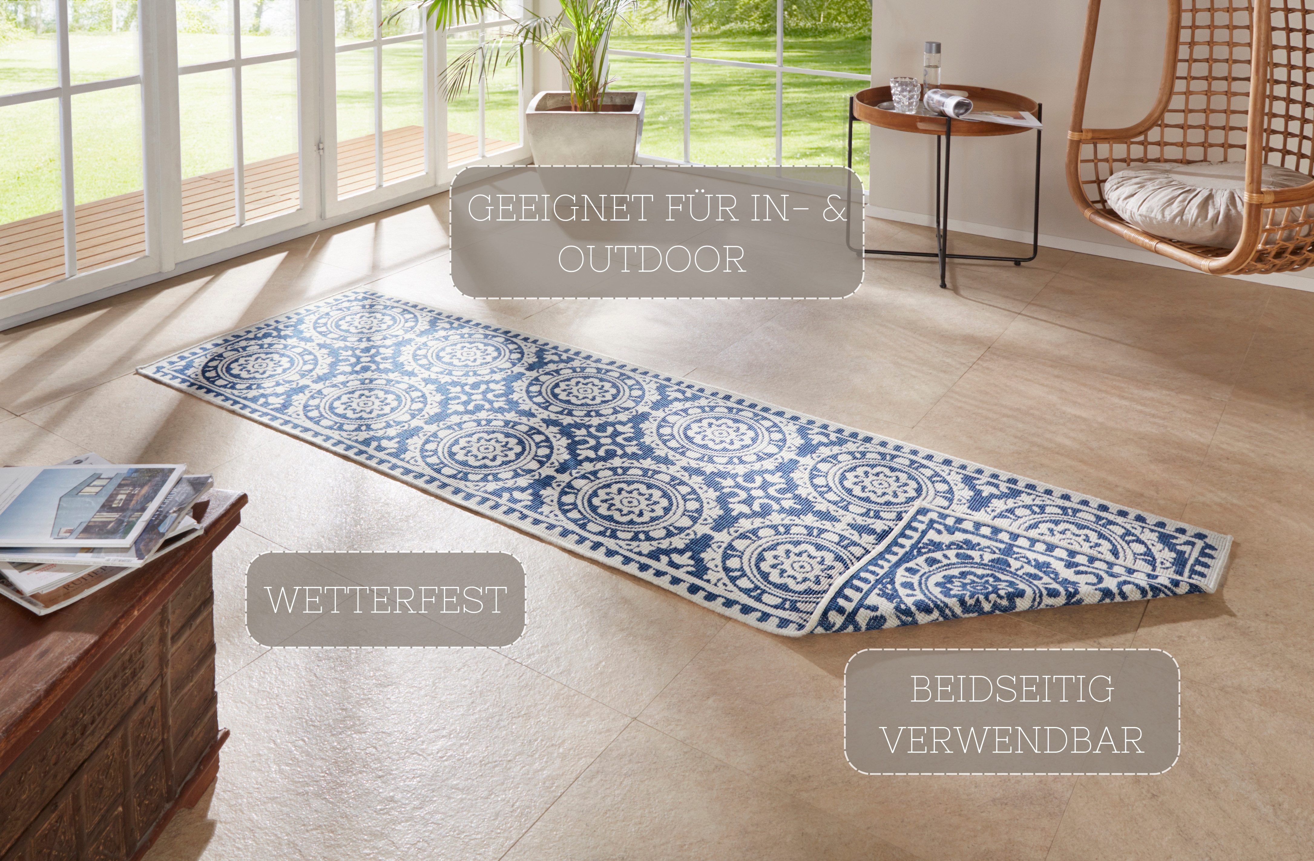NORTHRUGS Loper Jardin Tweezijdig te gebruiken kleed, in-& outdoor, vintage, balkon, tuin, woonkamer, hal