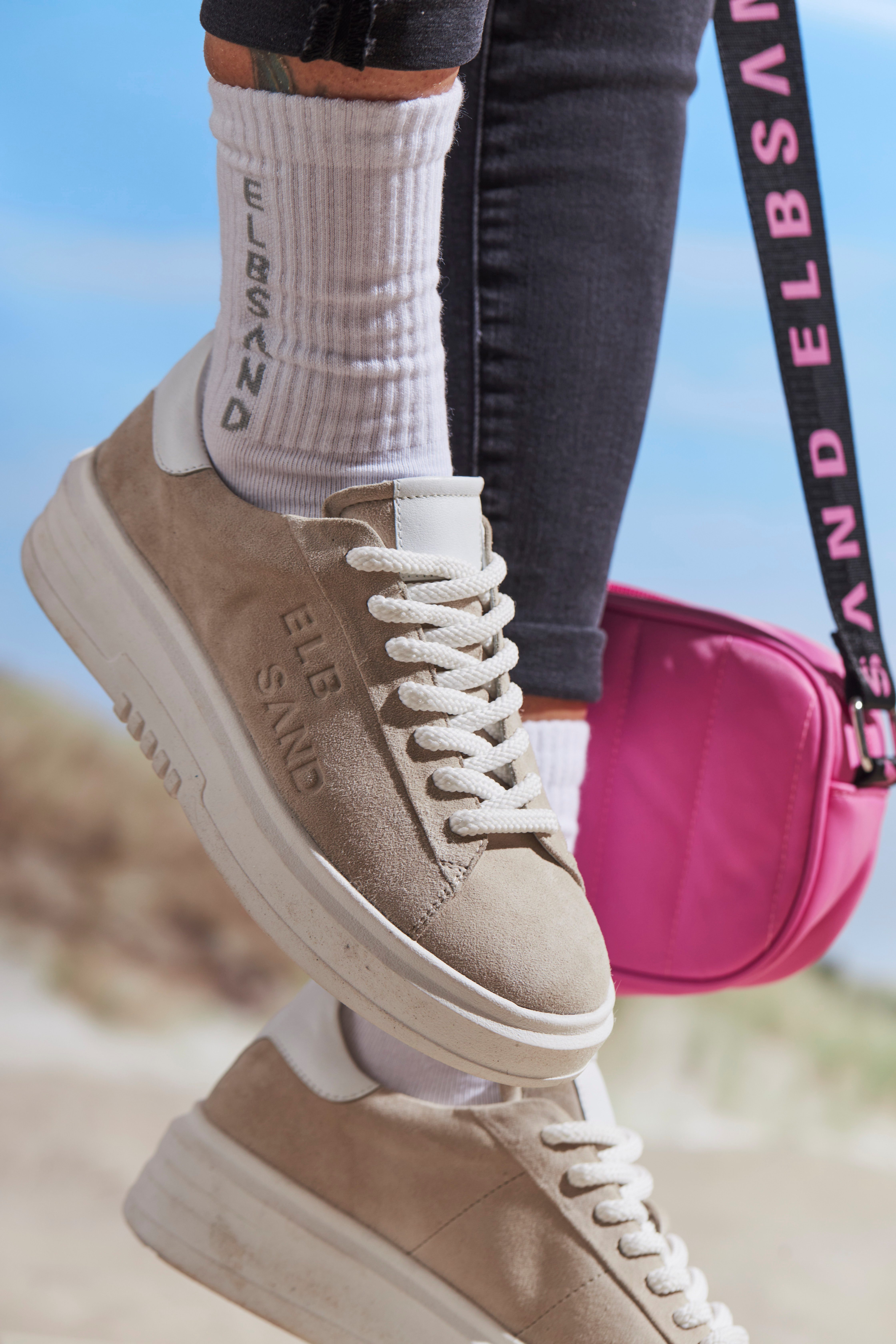 Elbsand Sneakers Veterschoen, vrijetijdsschoen van leer met modieuze plateaus zool