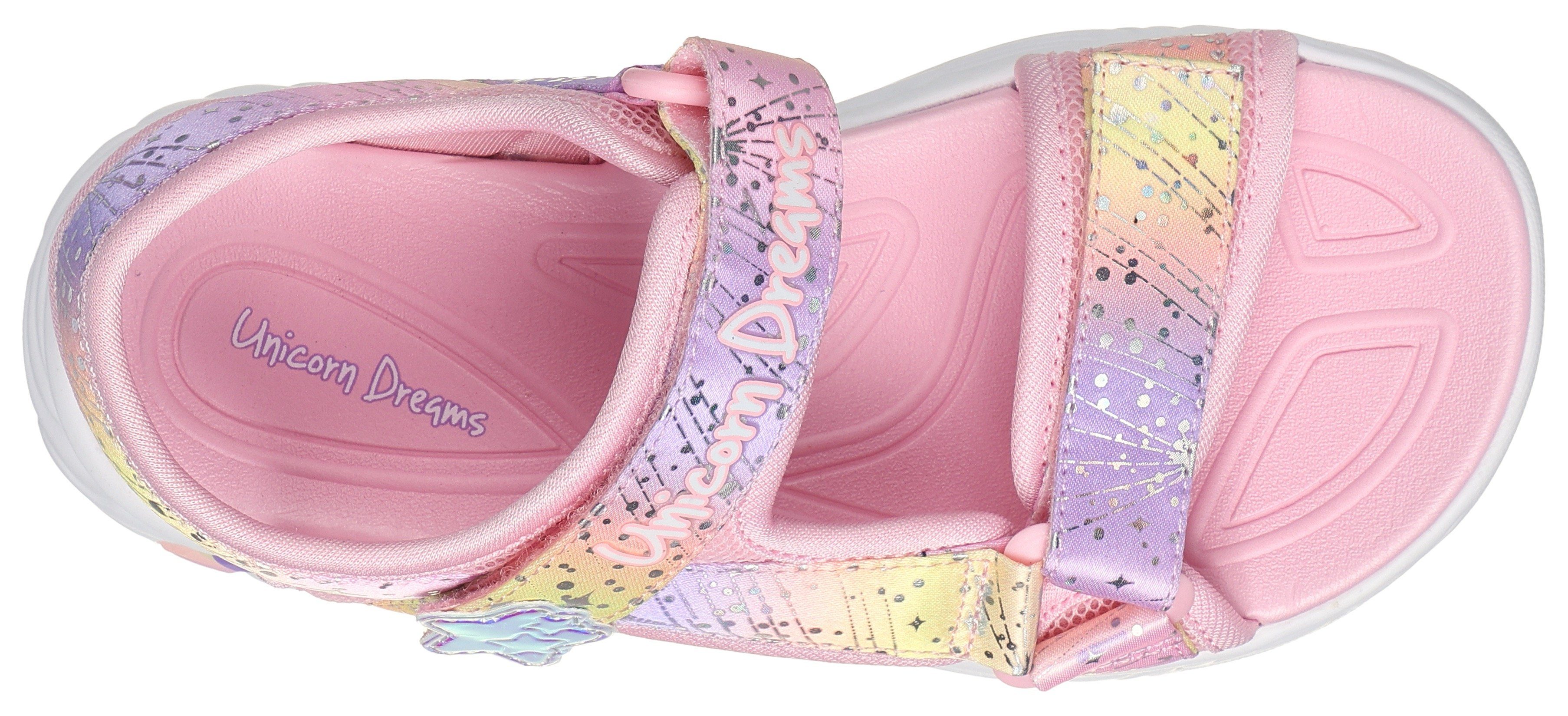 Skechers Sandalen UNICORN DREAMS SANDAL MAJESTIC BLISS , zomerschoen, klittenbandschoen, flitsende schoen, flitsende eenhoorn applicatie